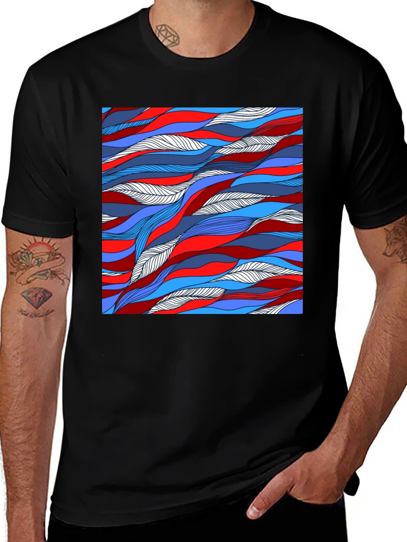 Abstract Wavy Lines Graphic Tee - Cool Patterned Shirt