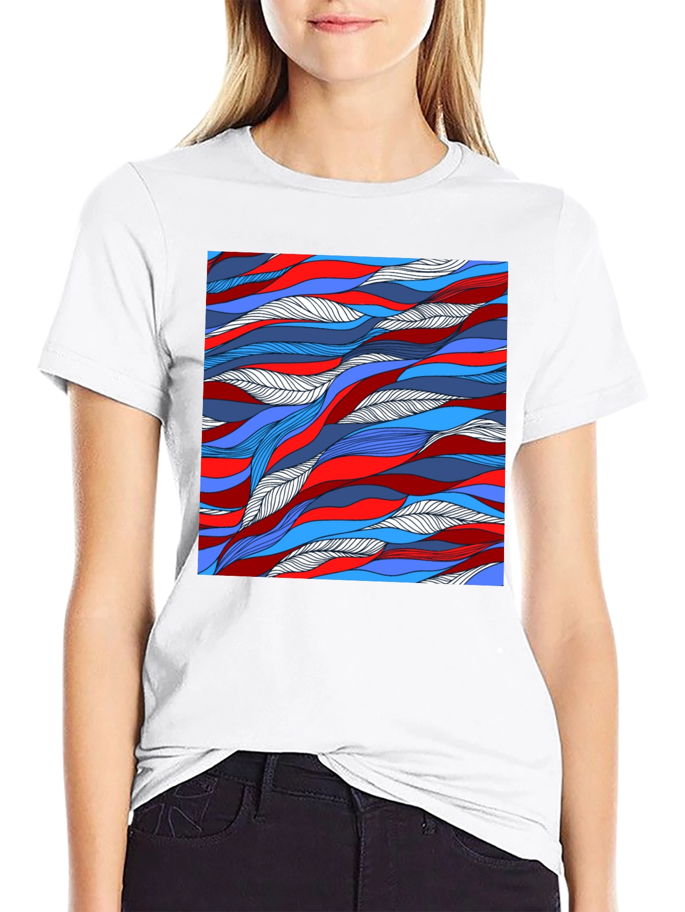 Abstract Wavy Lines Graphic Tee - Cool Patterned Shirt