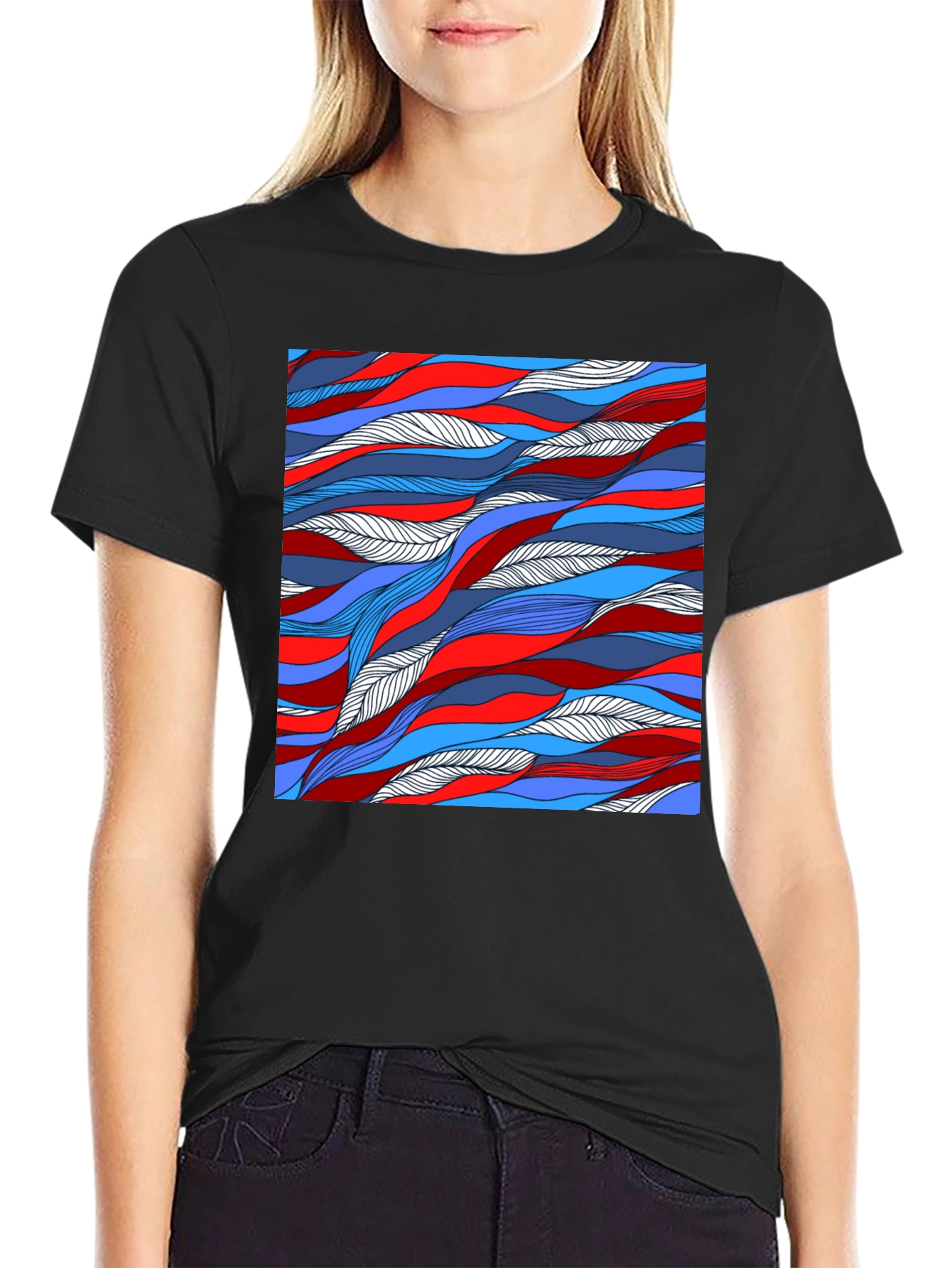 Abstract Wavy Lines Graphic Tee - Cool Patterned Shirt