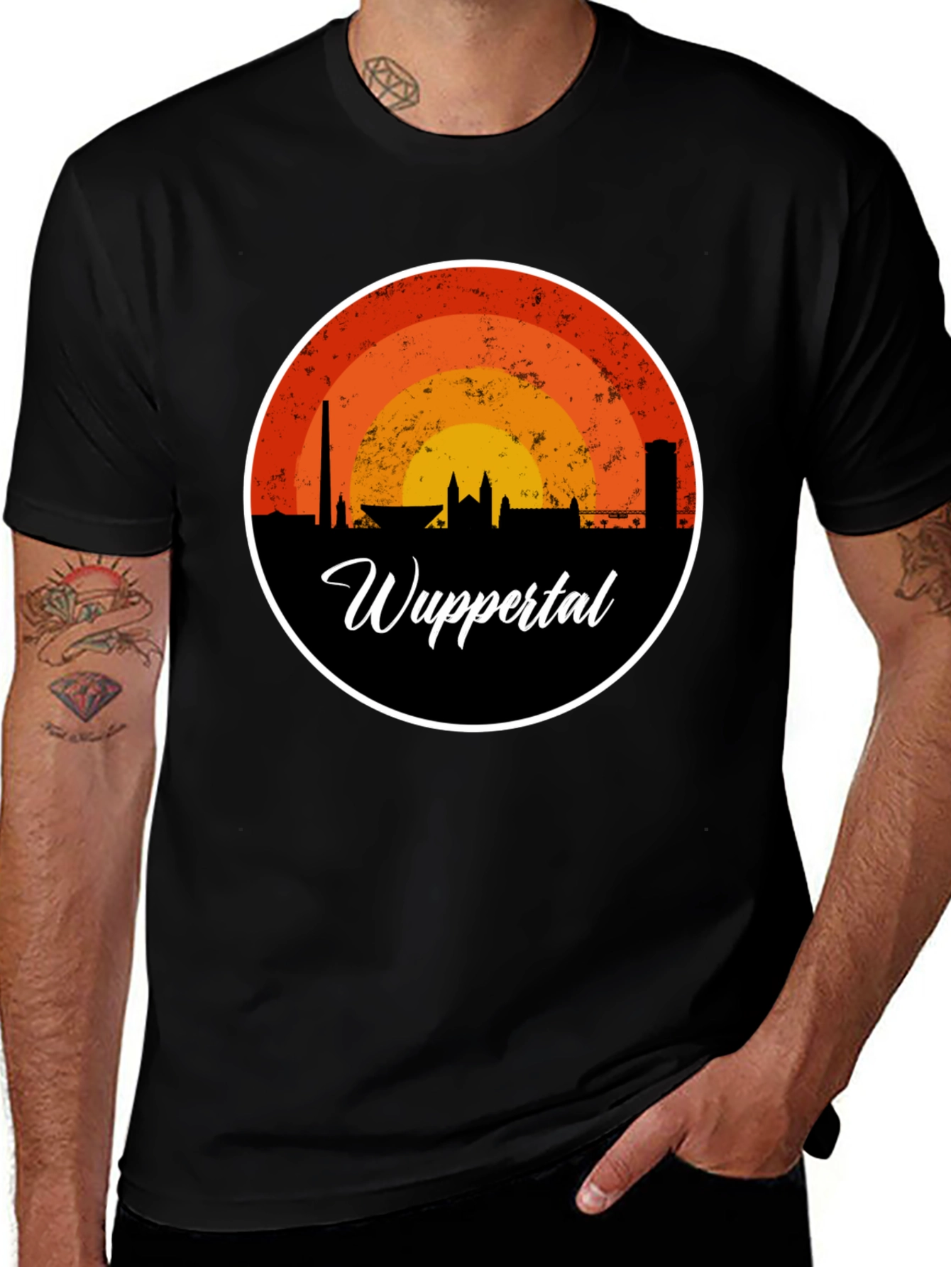 Wuppertal Skyline Graphic Tee - Retro Style