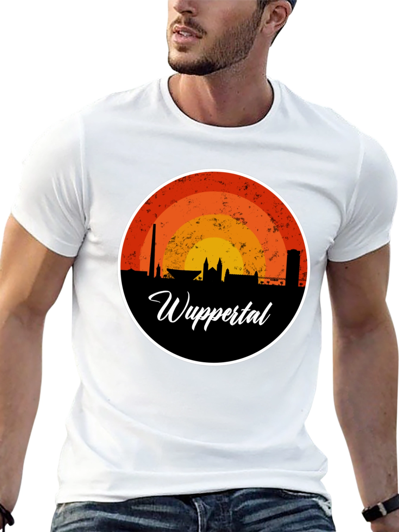 Wuppertal Skyline Graphic Tee - Retro Style