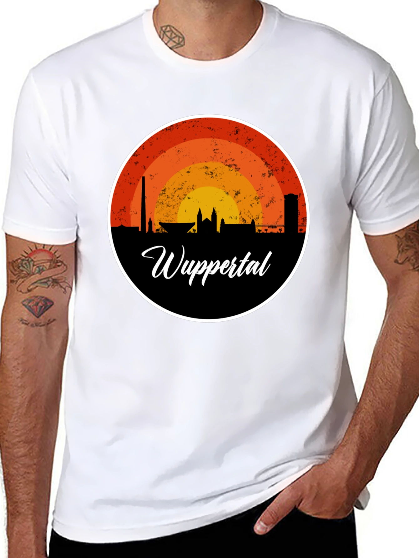 Wuppertal Skyline Graphic Tee - Retro Style