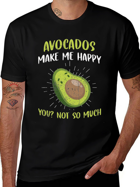 Avocados Make Me Happy Graphic Tee - Unisex Black T-Shirt