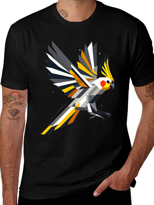 Geometric Cockatiel T-Shirt - Modern Bird Art Tee