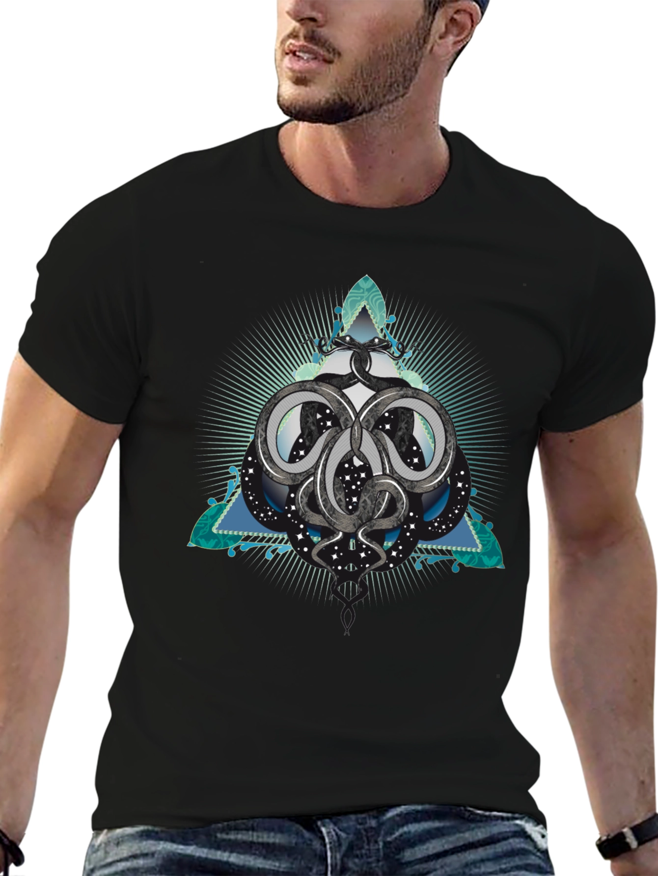 Serpent Triangle Graphic Black Tee