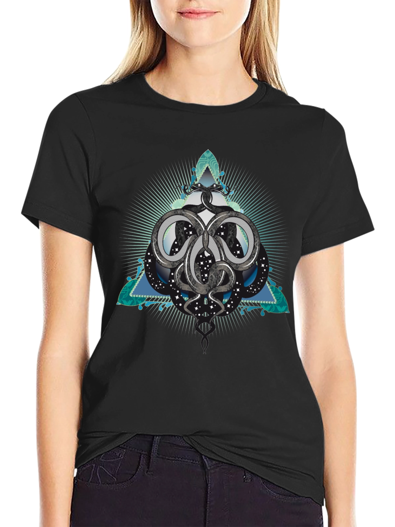 Serpent Triangle Graphic Black Tee