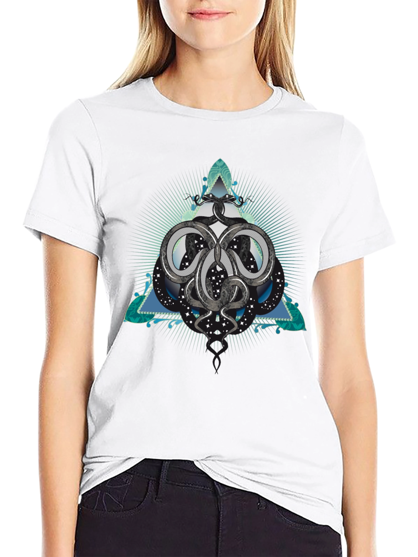 Serpent Triangle Graphic Black Tee