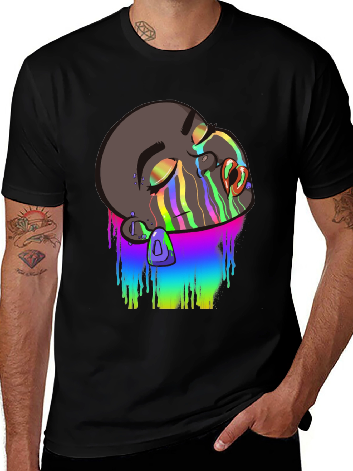 Melting Rainbow Drip Graphic T-Shirt