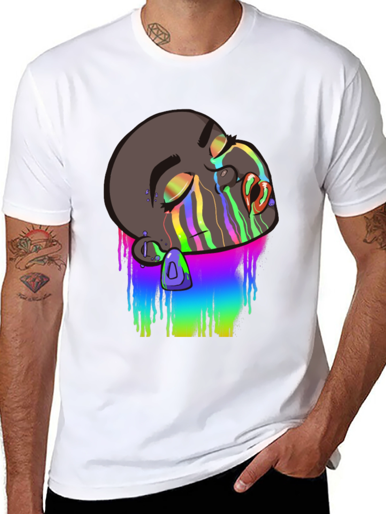 Melting Rainbow Drip Graphic T-Shirt