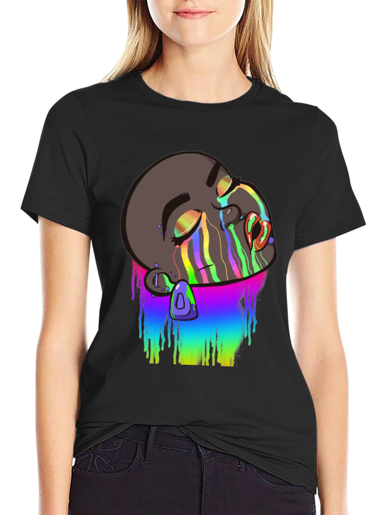Melting Rainbow Drip Graphic T-Shirt