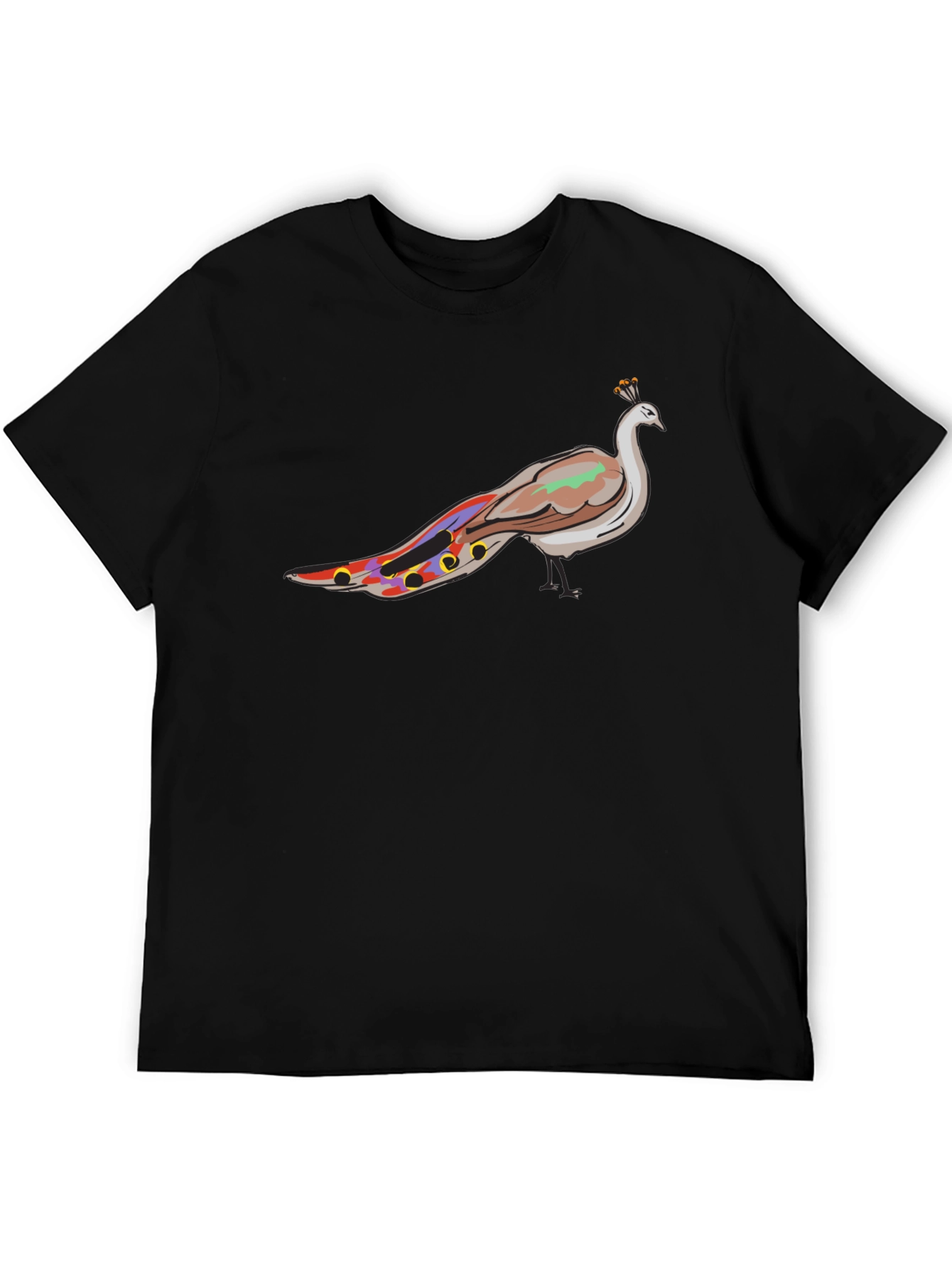 Mens Black Peacock Graphic Tee