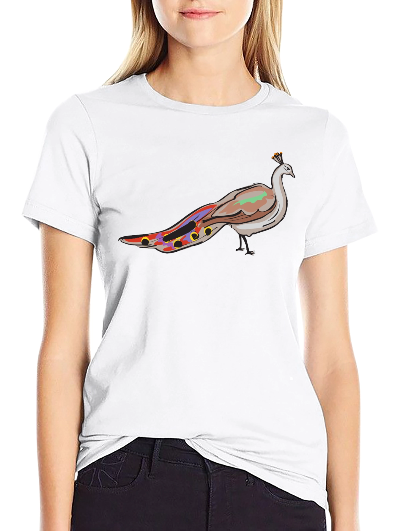 Mens Black Peacock Graphic Tee