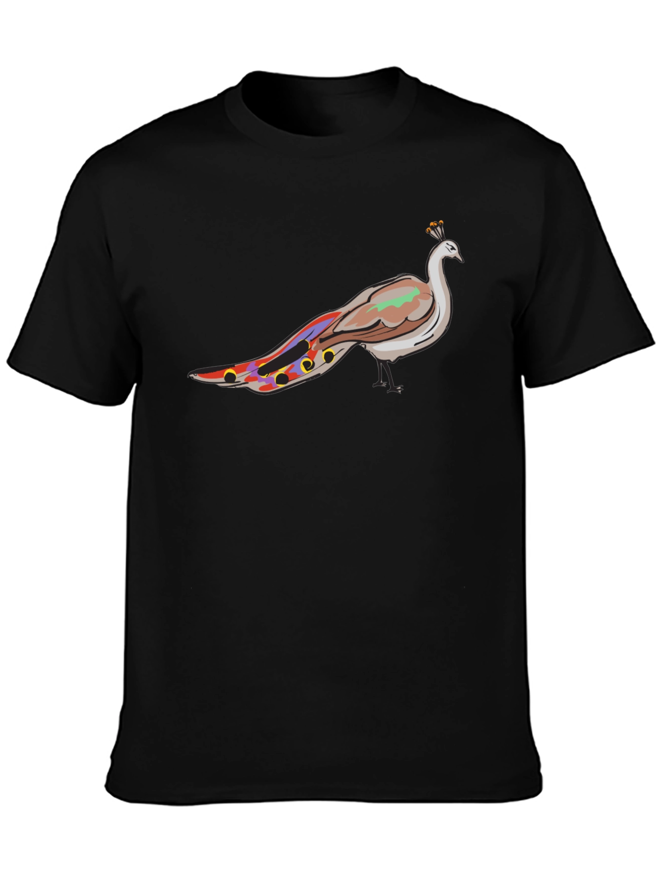 Mens Black Peacock Graphic Tee