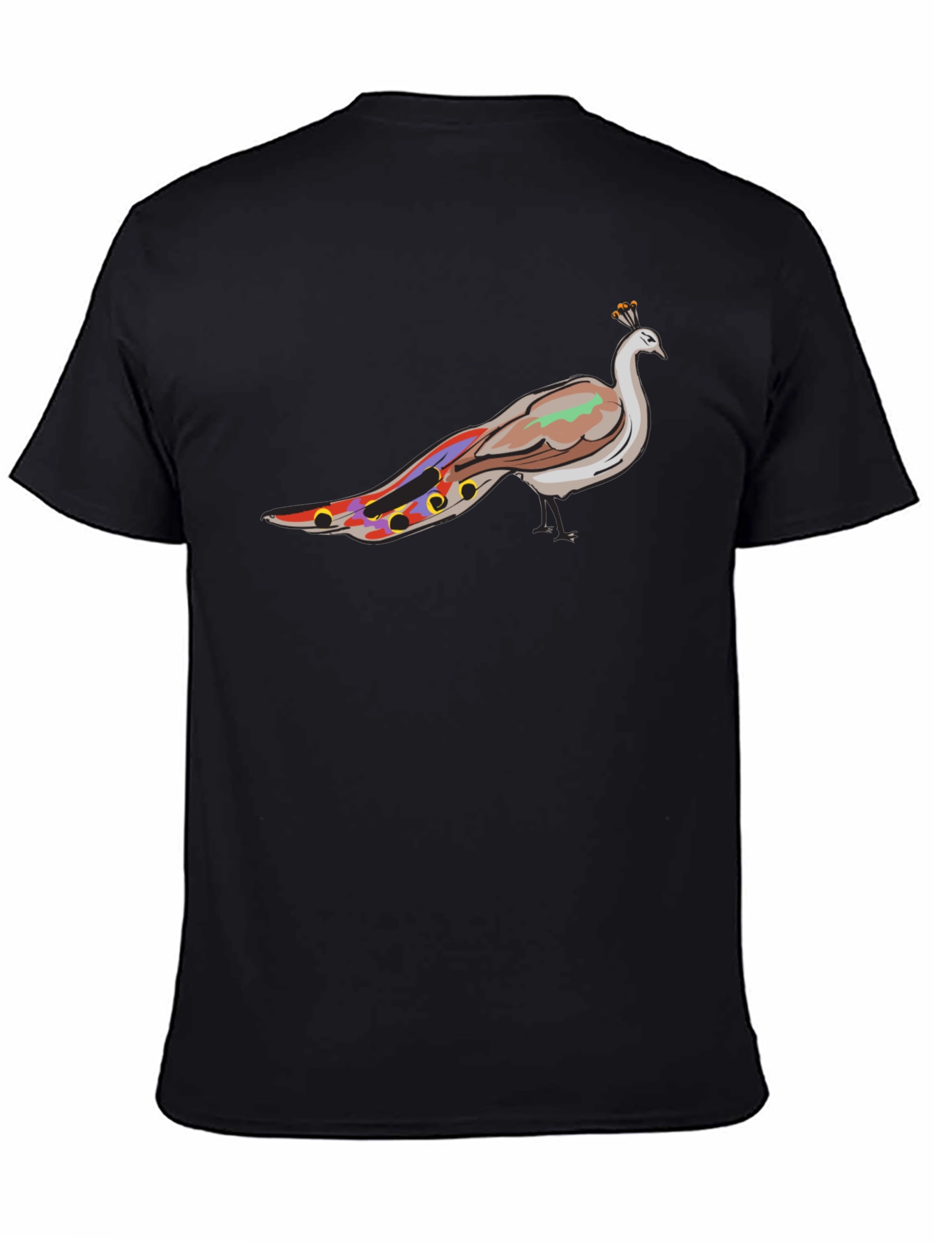 Mens Black Peacock Graphic Tee