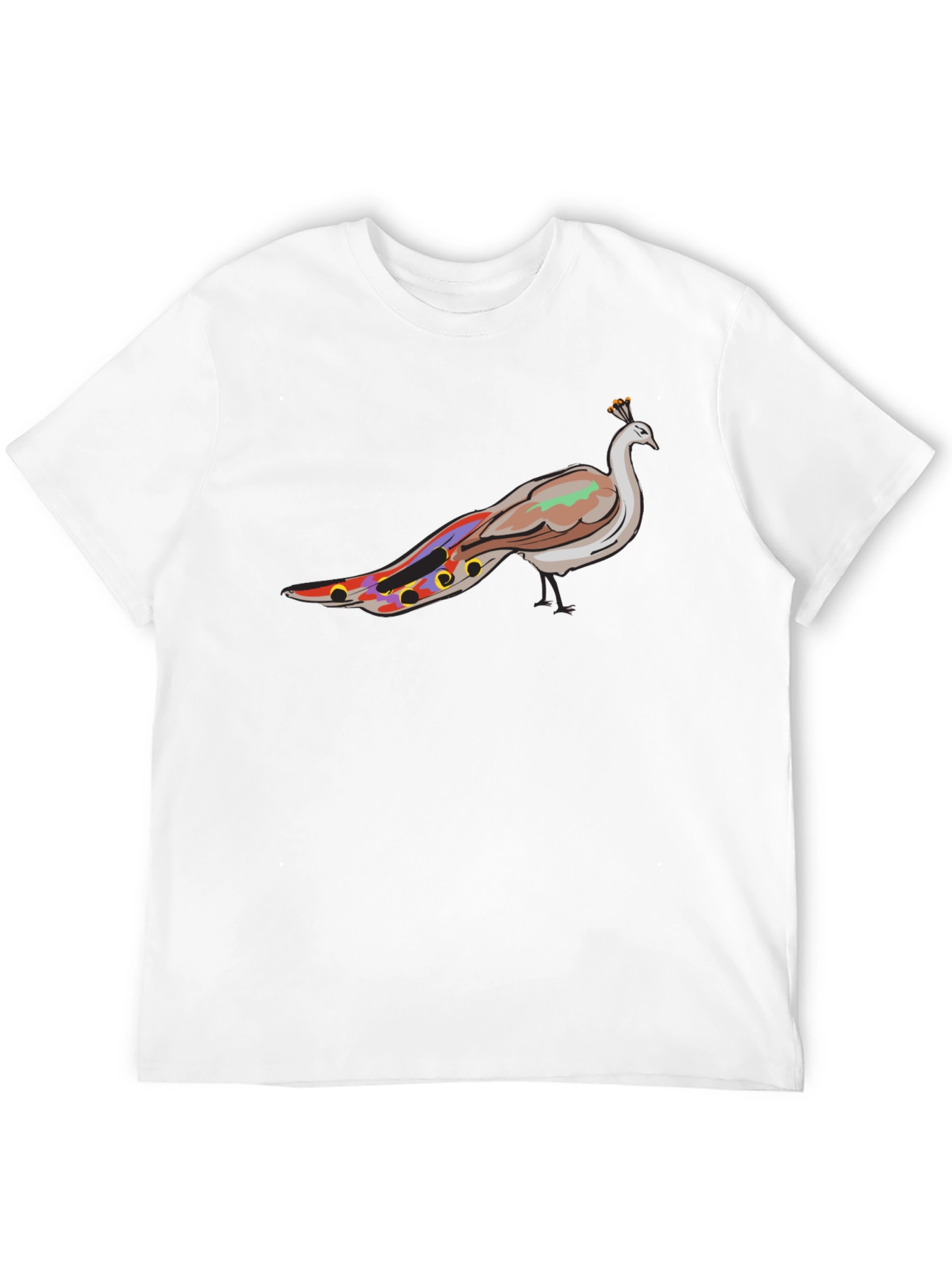 Mens Black Peacock Graphic Tee