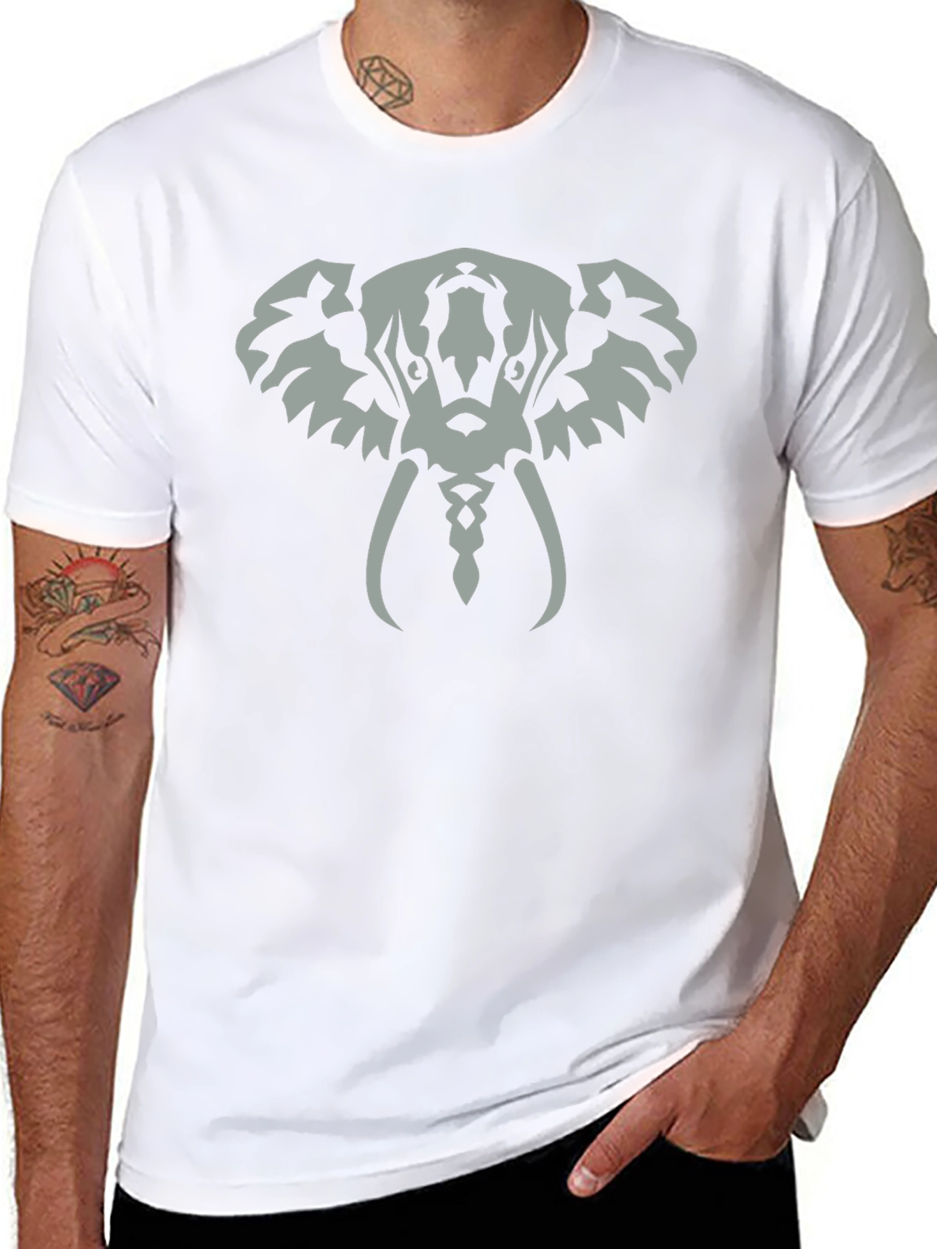 Elephant Graphic Tee - Black Cotton T-Shirt