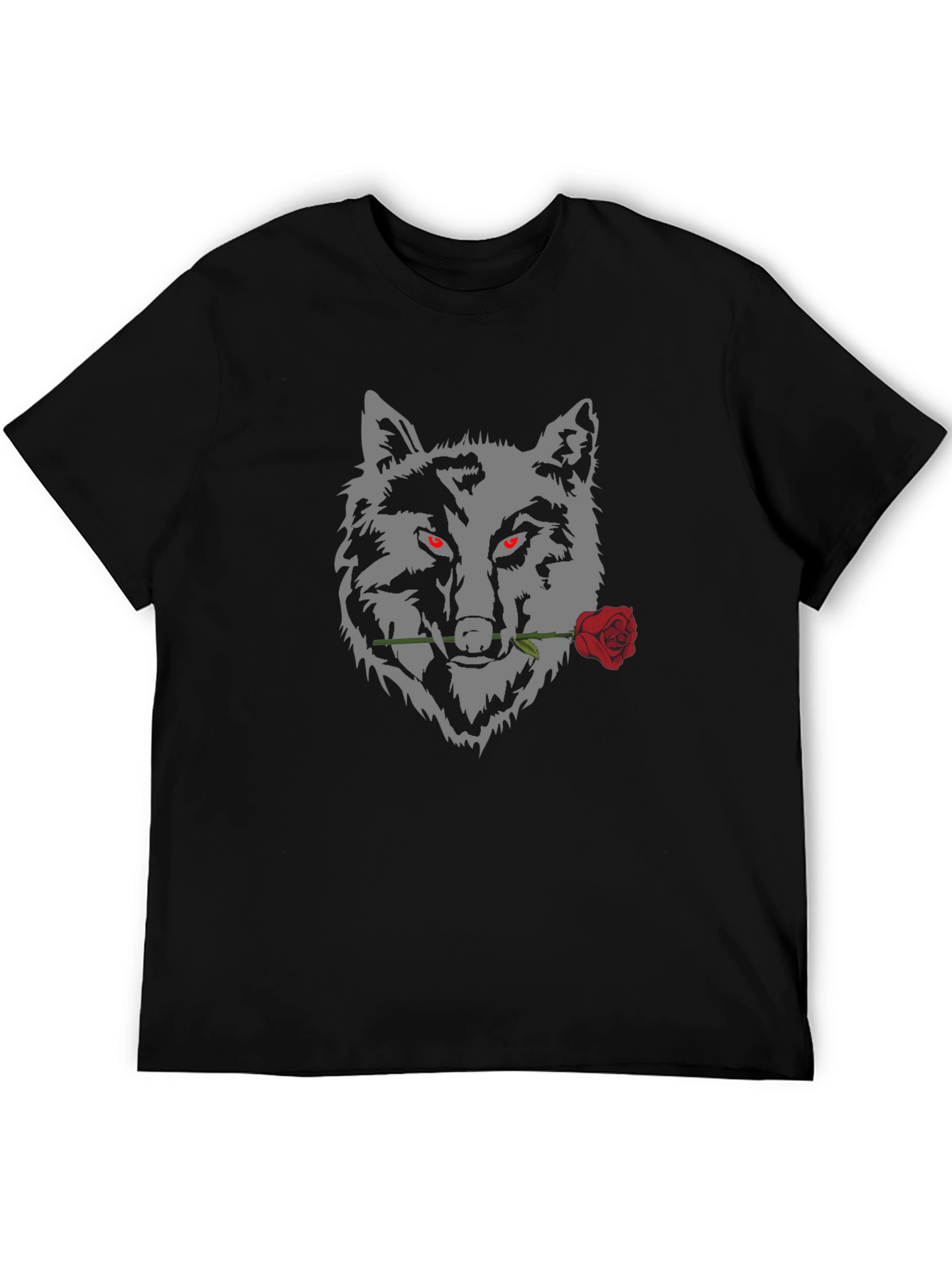 Wolf and Rose Graphic Tee - Mens Black T-Shirt