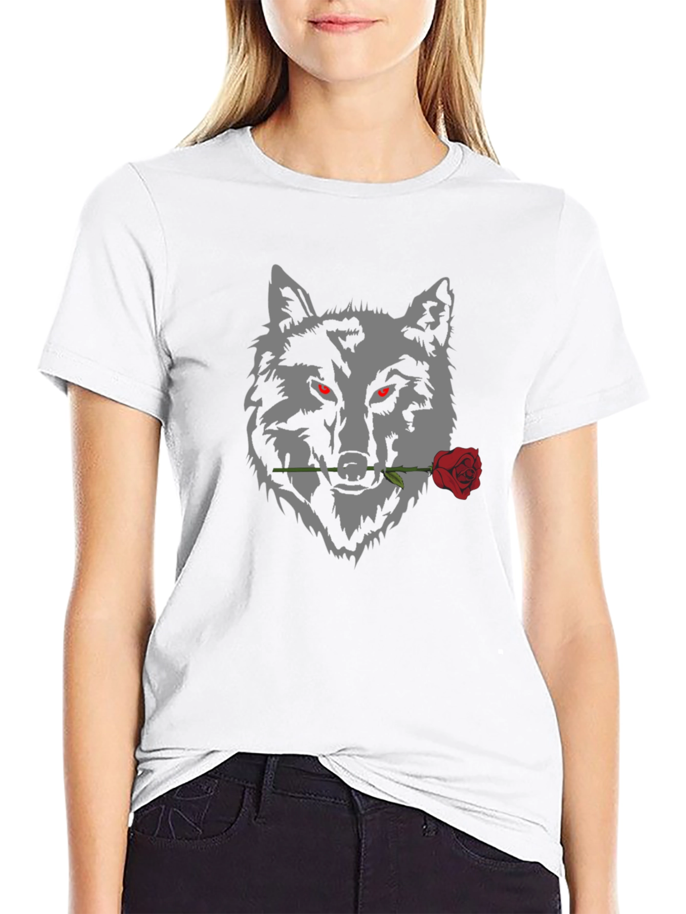 Wolf and Rose Graphic Tee - Mens Black T-Shirt