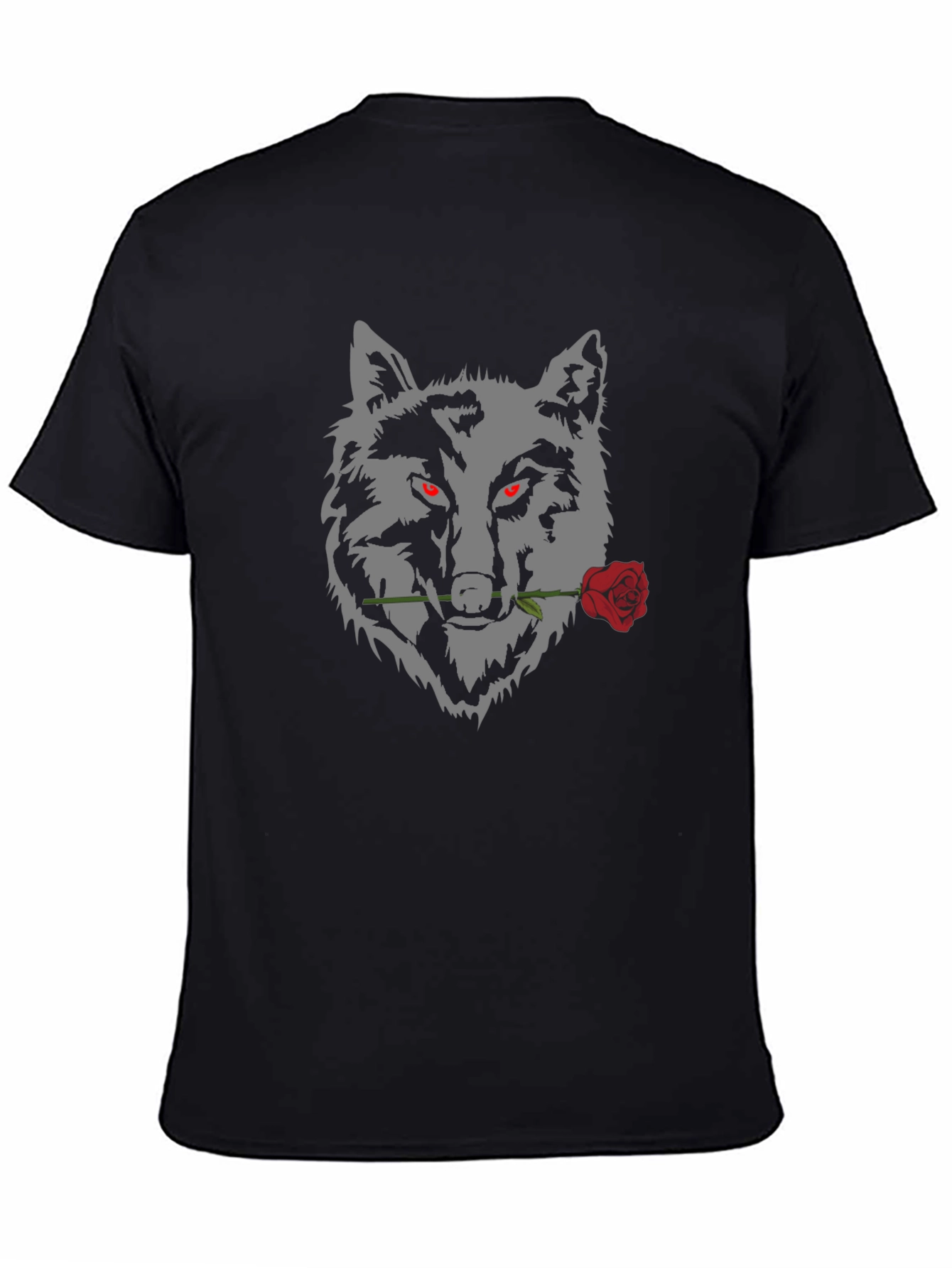 Wolf and Rose Graphic Tee - Mens Black T-Shirt