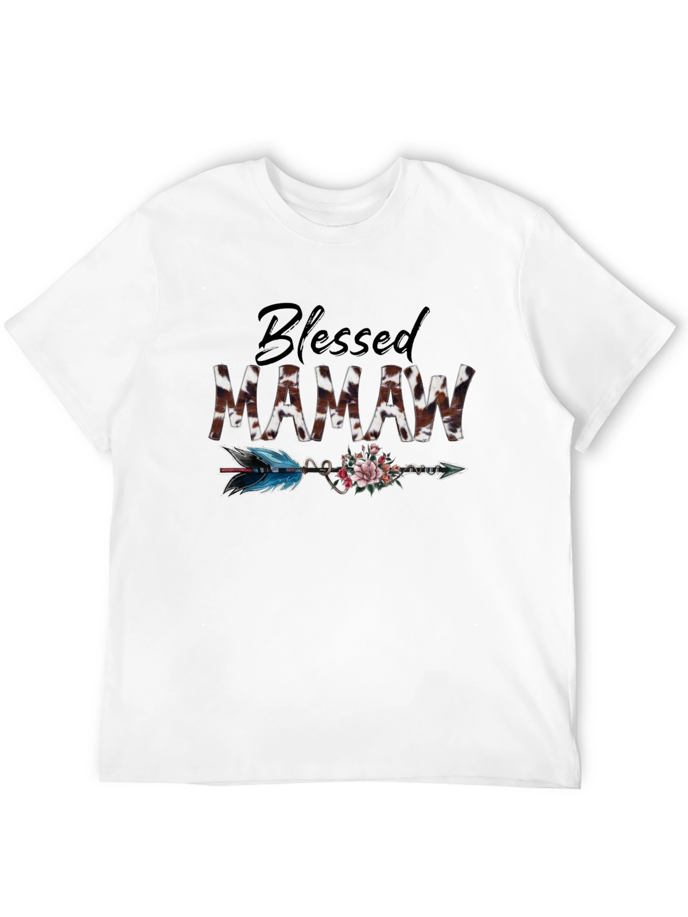 Blessed Mamaw Cow Print Arrow Graphic Tee