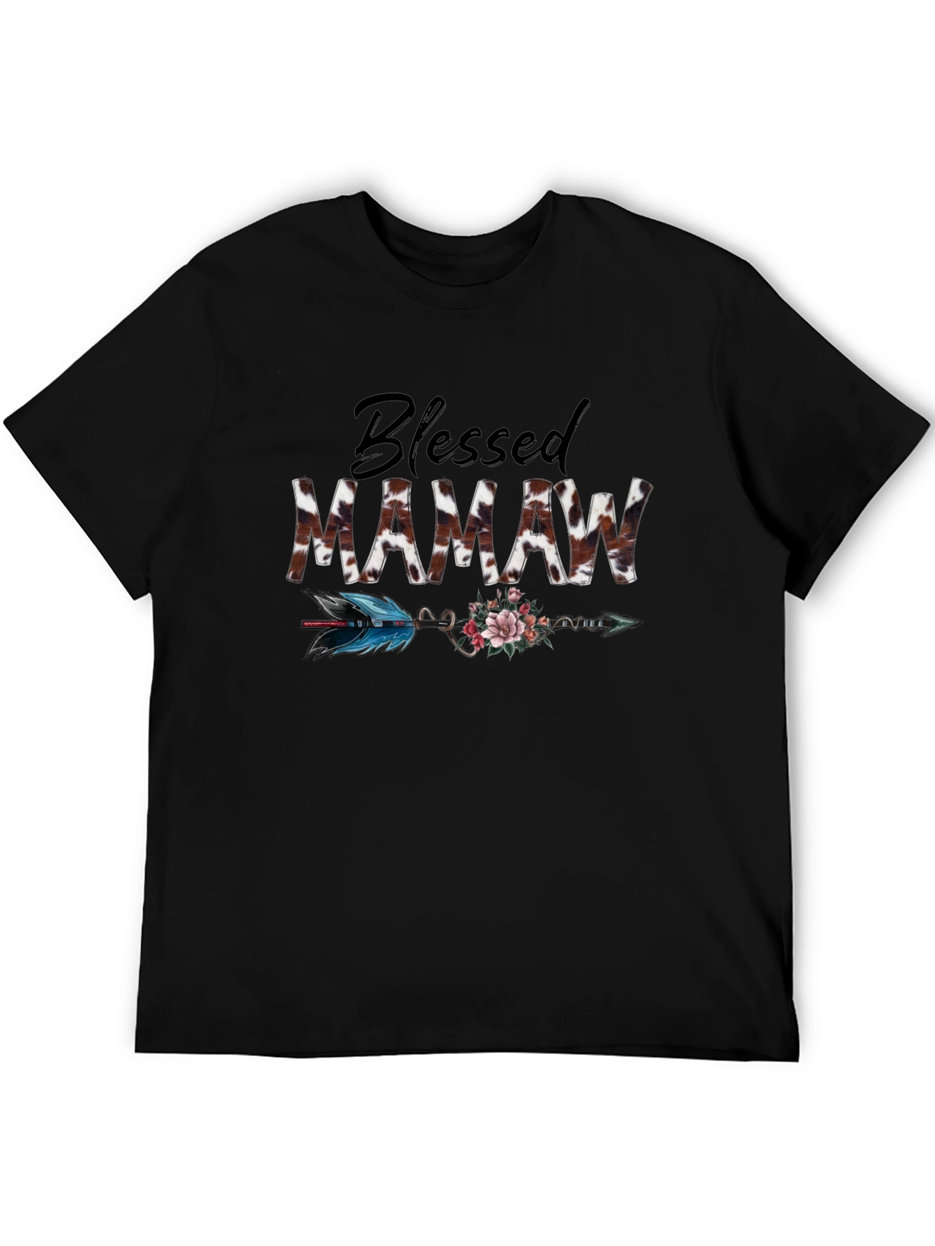 Blessed Mamaw Cow Print Arrow Graphic Tee