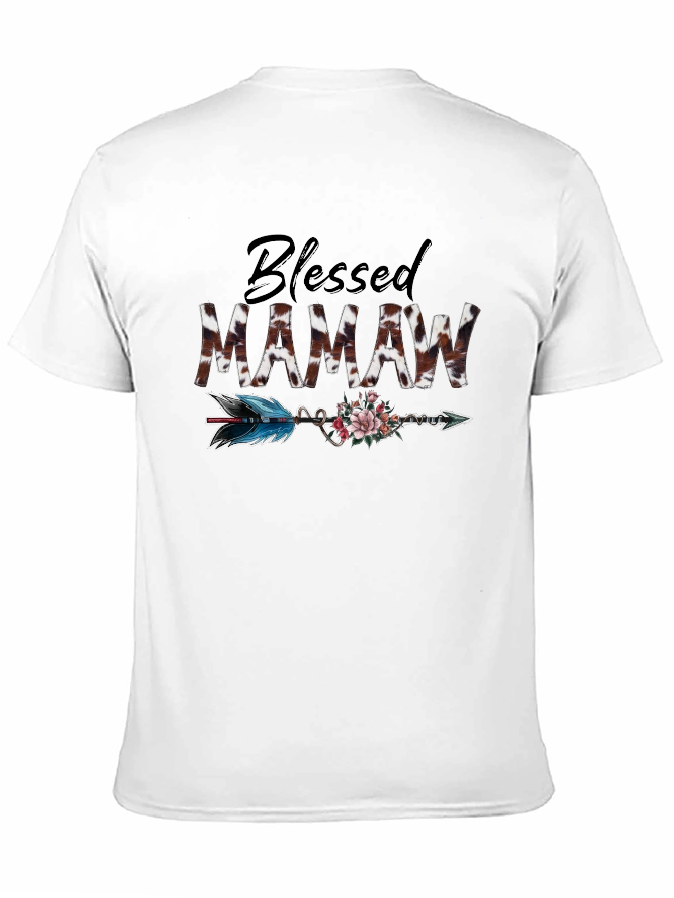 Blessed Mamaw Cow Print Arrow Graphic Tee