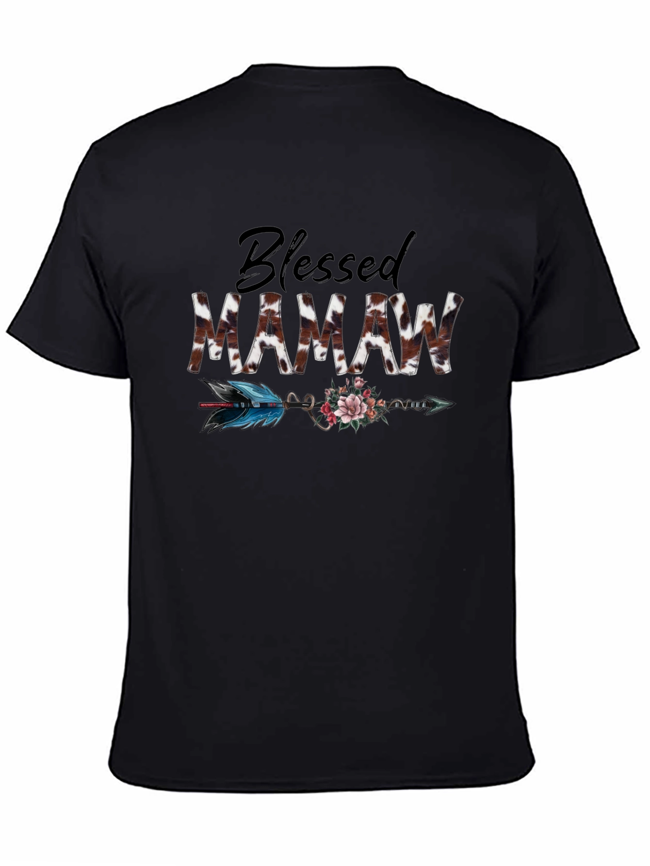 Blessed Mamaw Cow Print Arrow Graphic Tee