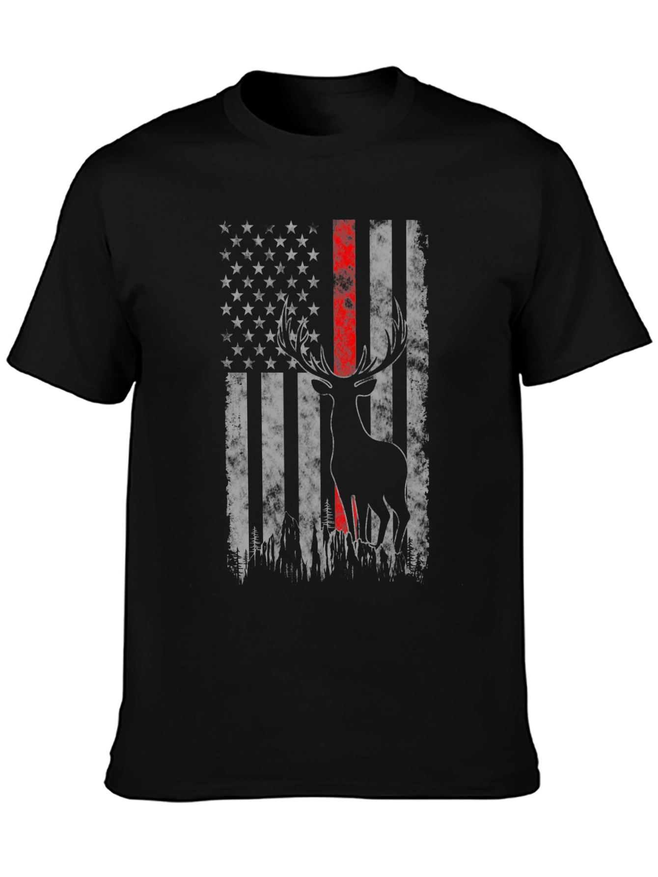 Deer American Flag Graphic T-Shirt