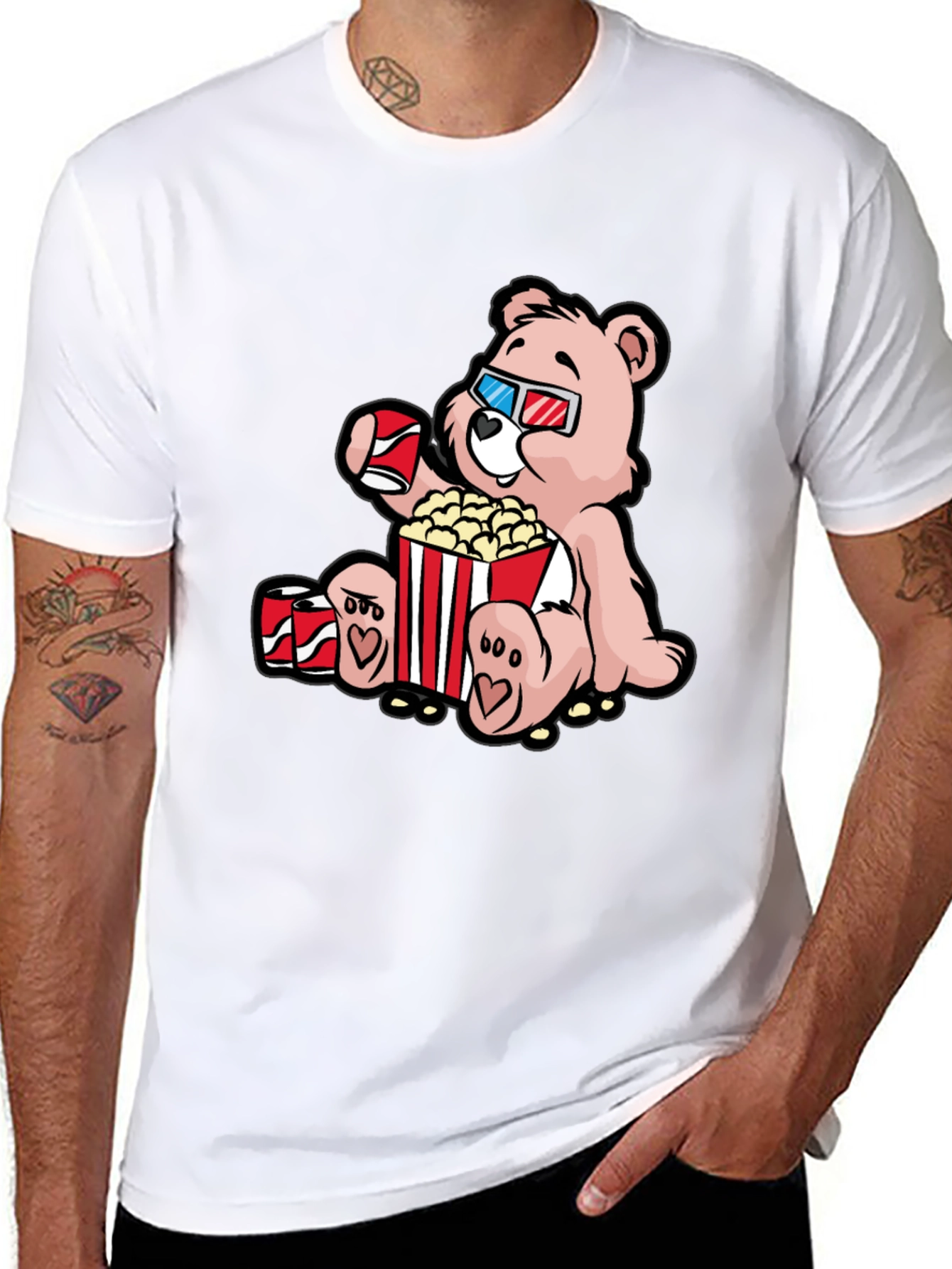 Movie Time Bear Graphic T-Shirt