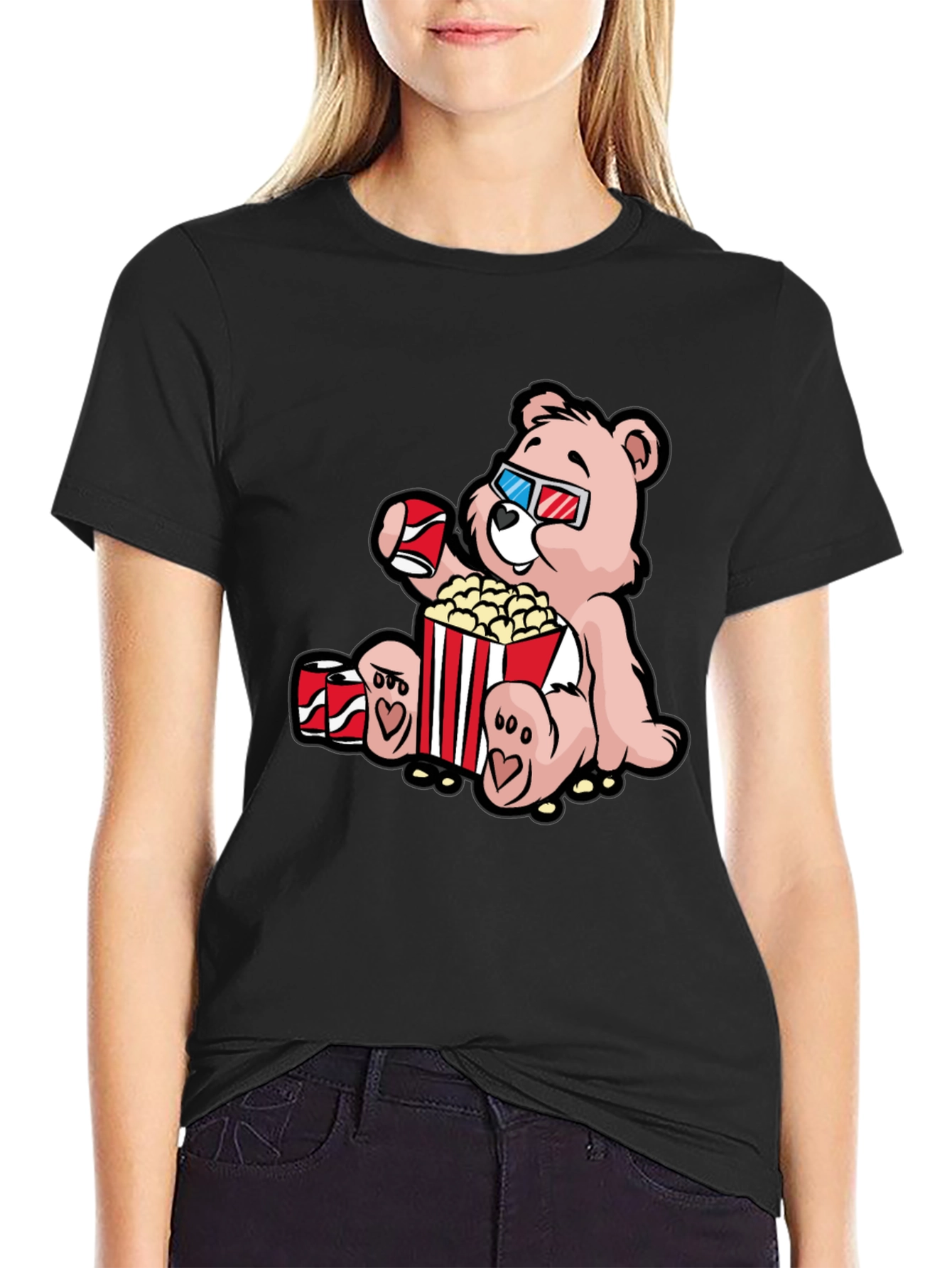 Movie Time Bear Graphic T-Shirt