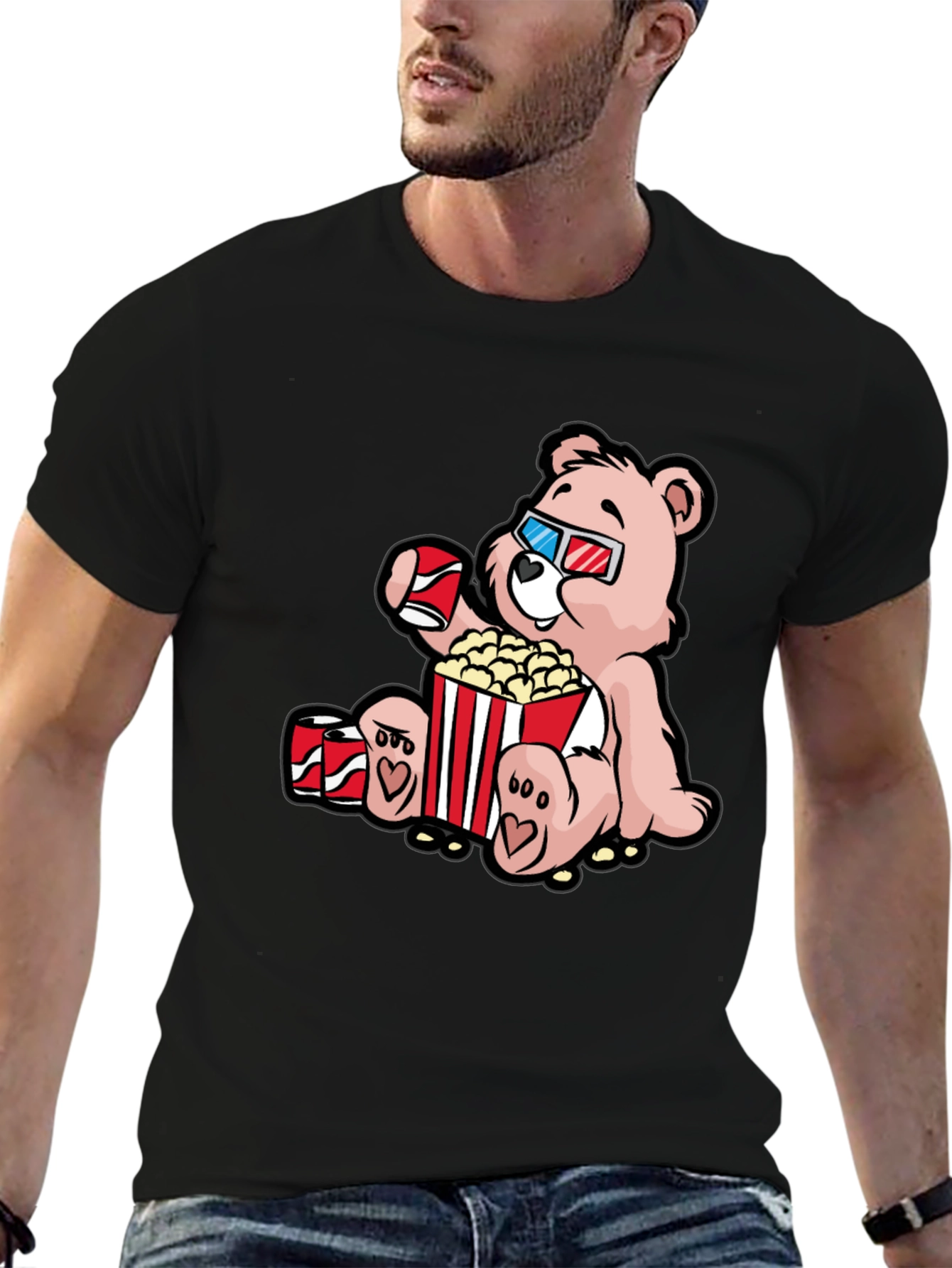 Movie Time Bear Graphic T-Shirt