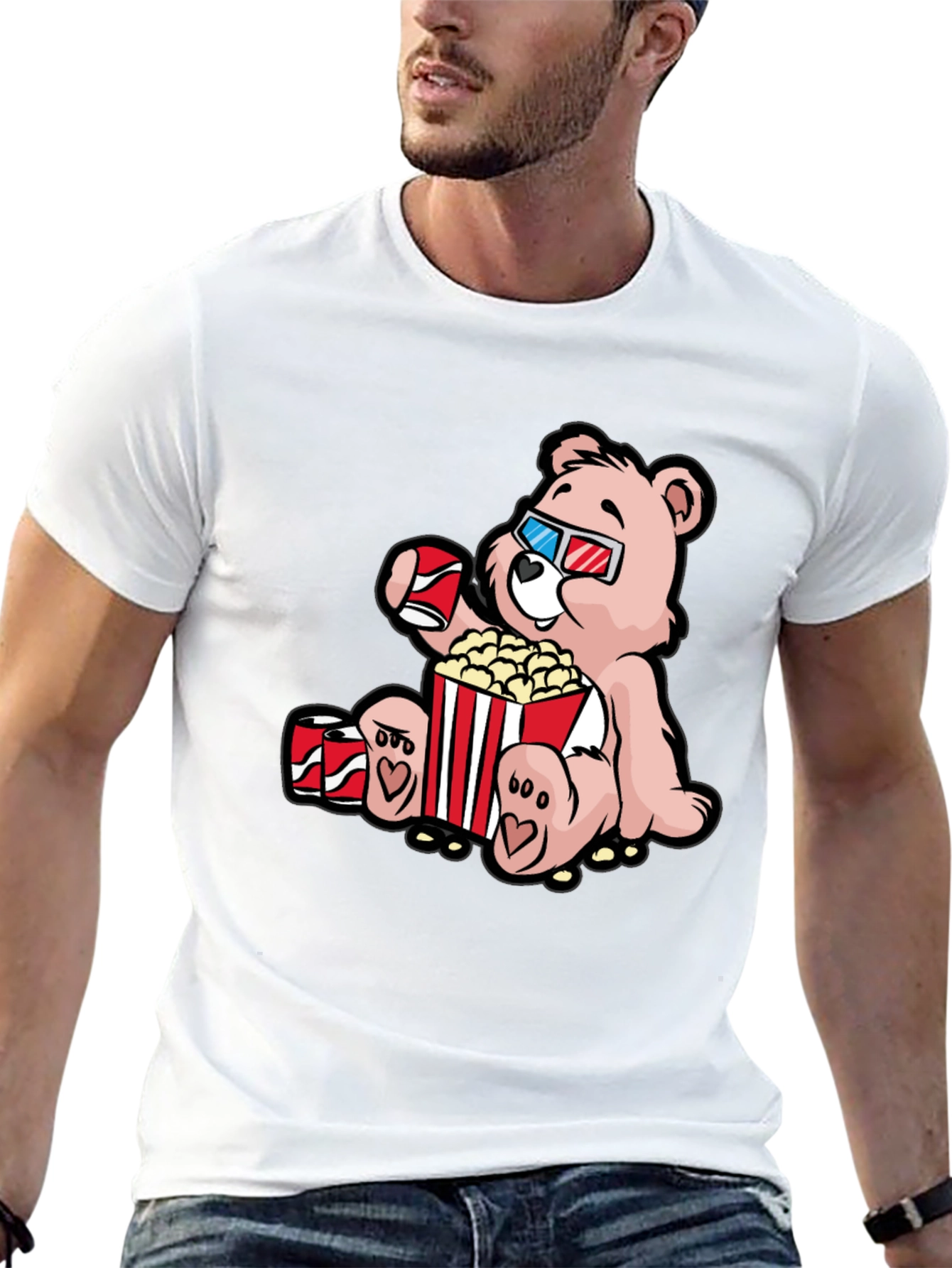 Movie Time Bear Graphic T-Shirt