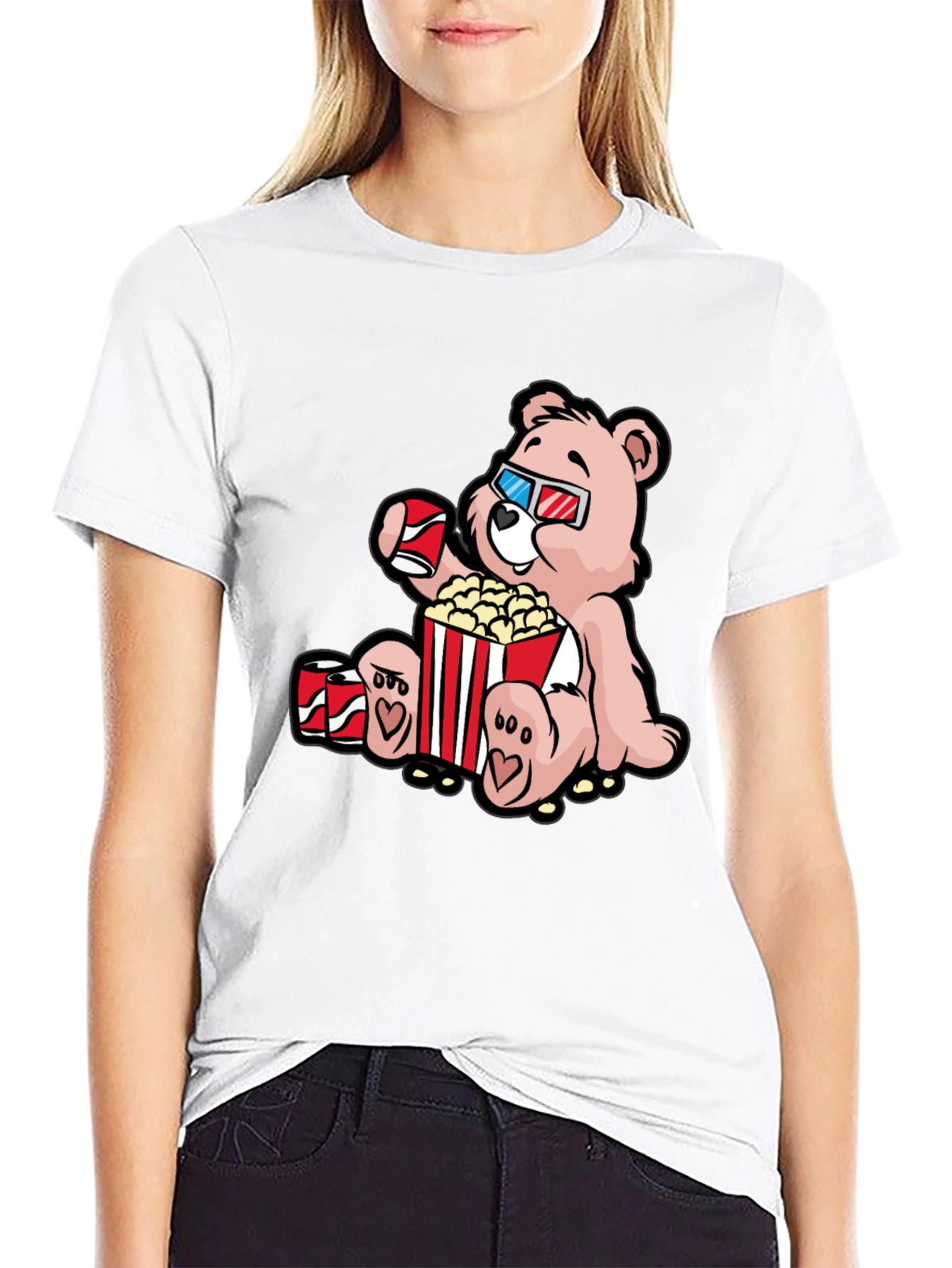 Movie Time Bear Graphic T-Shirt