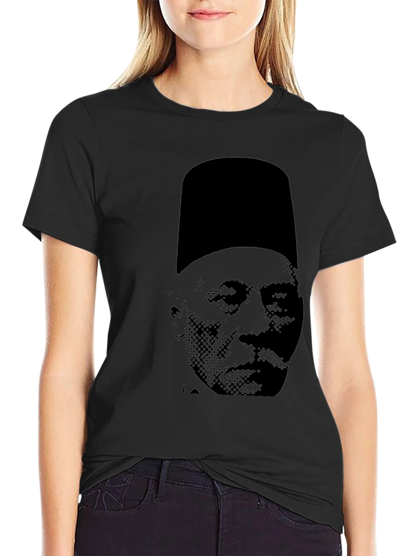 Black T-Shirt with Fez Graphic
