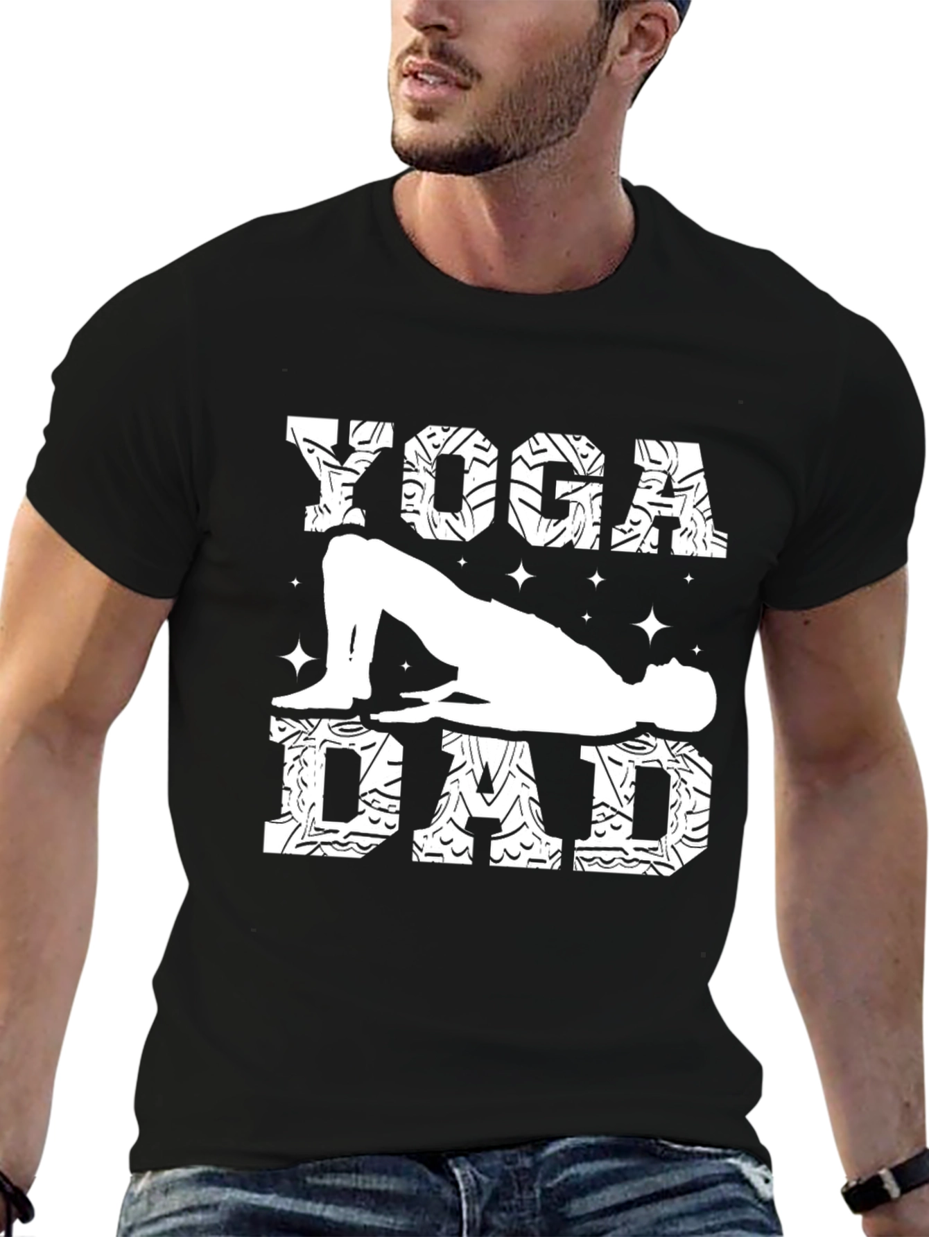 Yoga Dad Graphic Tee - Black Cotton Shirt