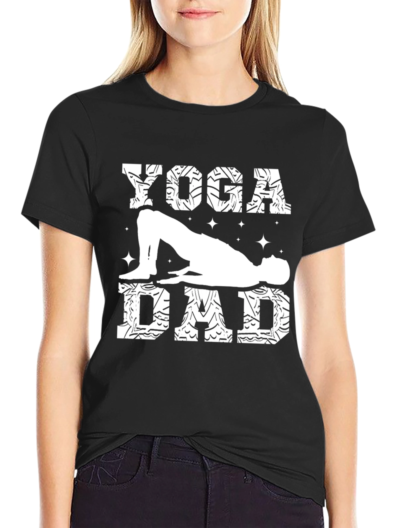 Yoga Dad Graphic Tee - Black Cotton Shirt