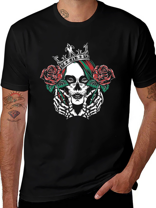 Skull Queen Rose Crown T-Shirt - Gothic Graphic Tee