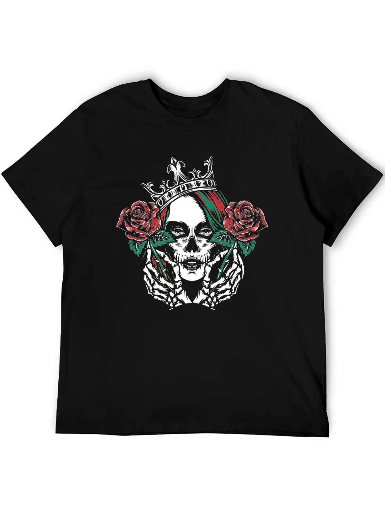 Skull Queen Rose Crown T-Shirt - Gothic Graphic Tee