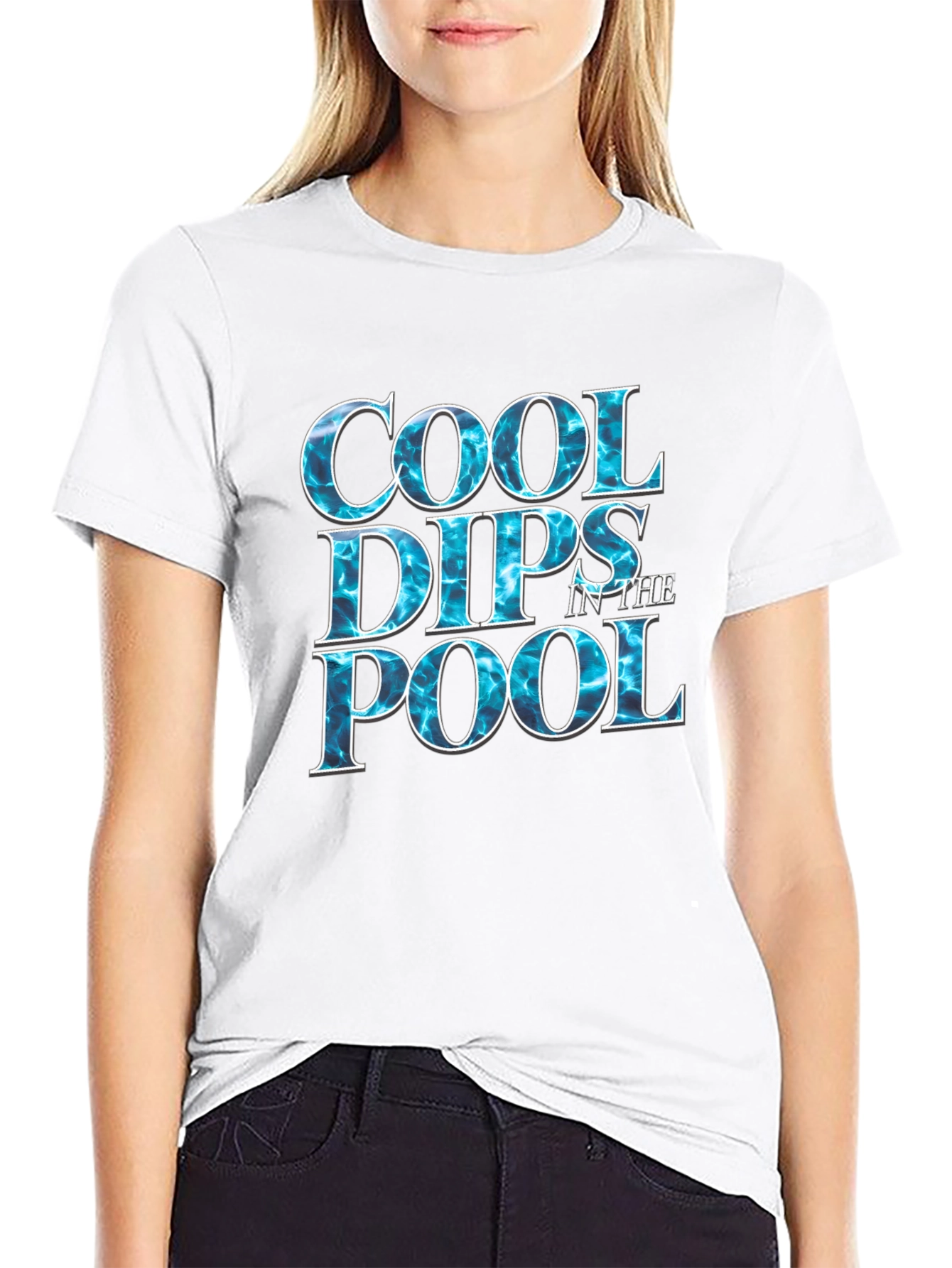 Cool Dips in the Pool Black Graphic T-Shirt