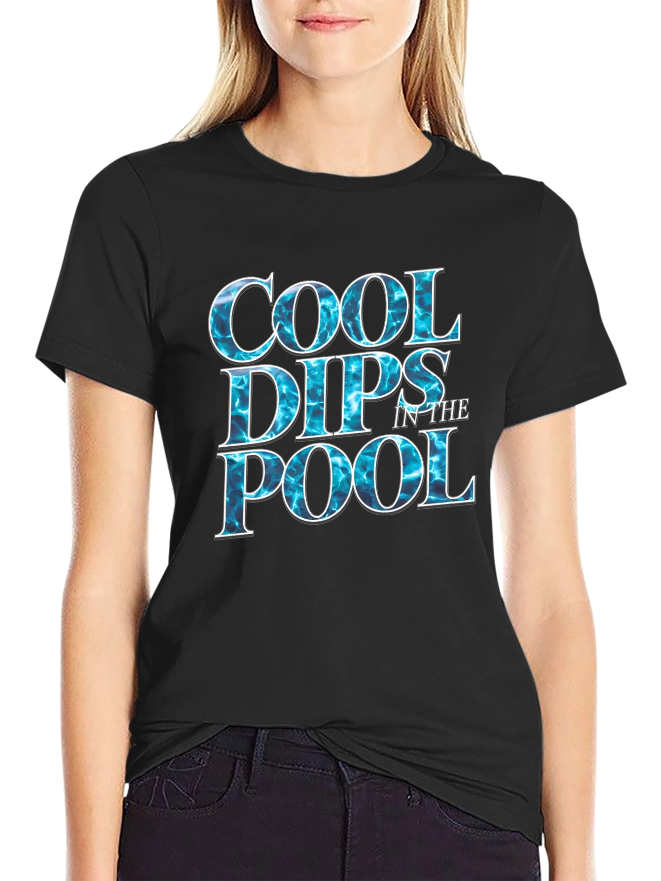 Cool Dips in the Pool Black Graphic T-Shirt