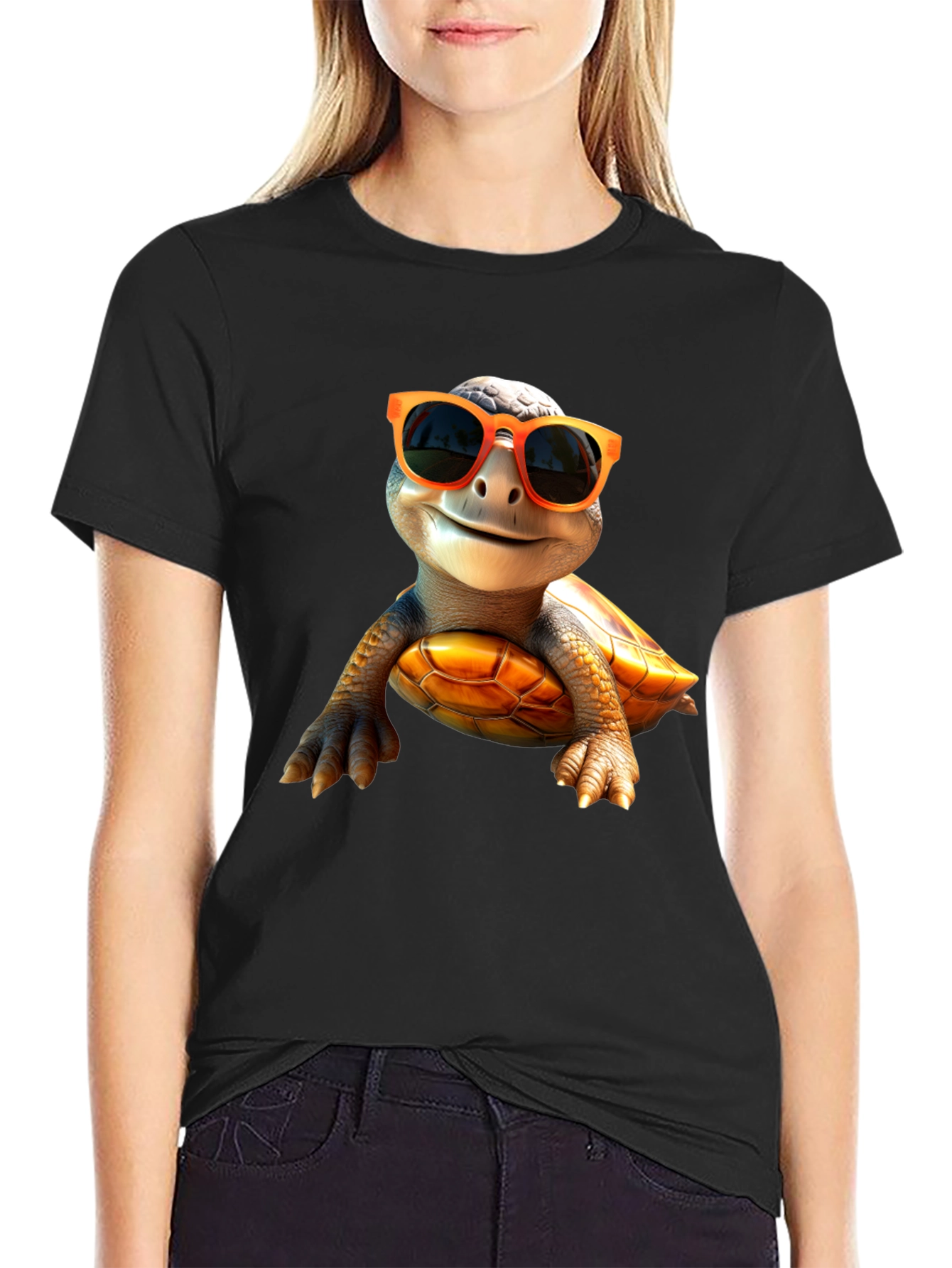 Cool Turtle Graphic Tee - Black Cotton Shirt