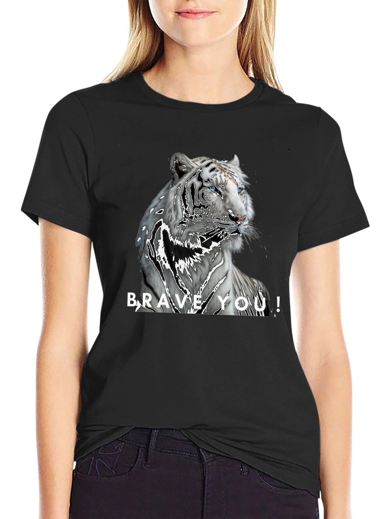 Brave You! Tiger Graphic Black T-Shirt