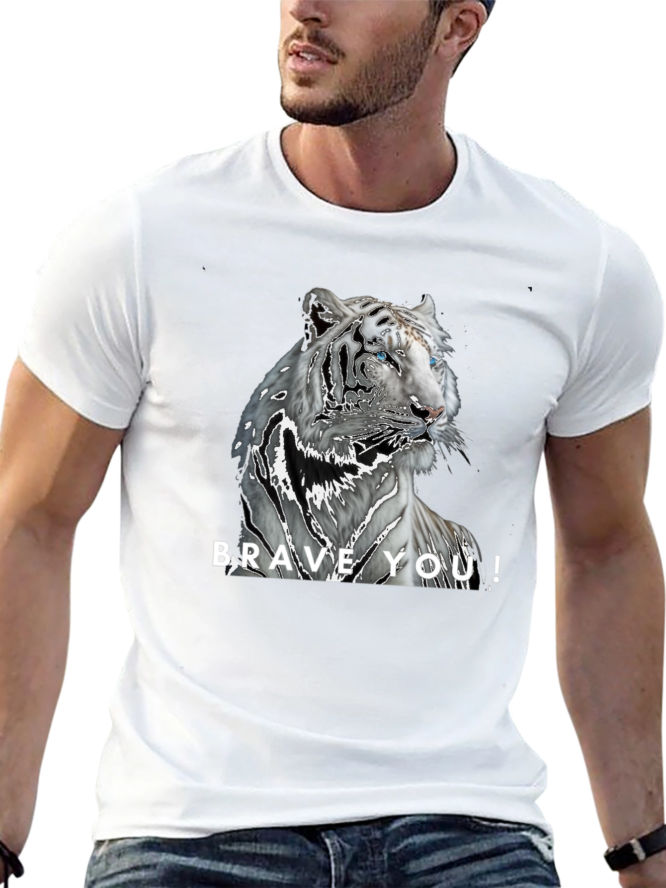 Brave You! Tiger Graphic Black T-Shirt
