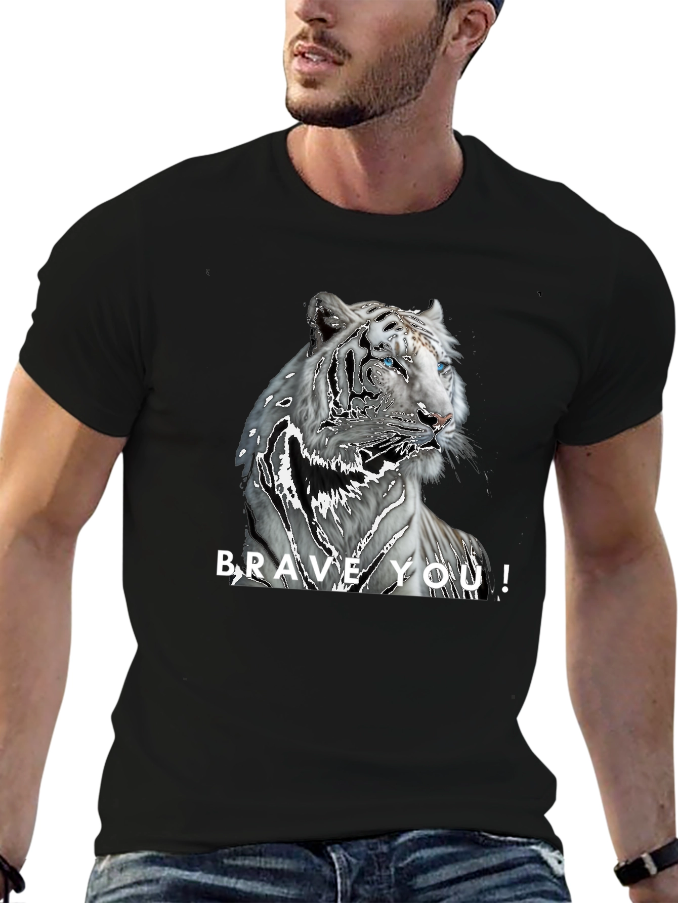 Brave You! Tiger Graphic Black T-Shirt