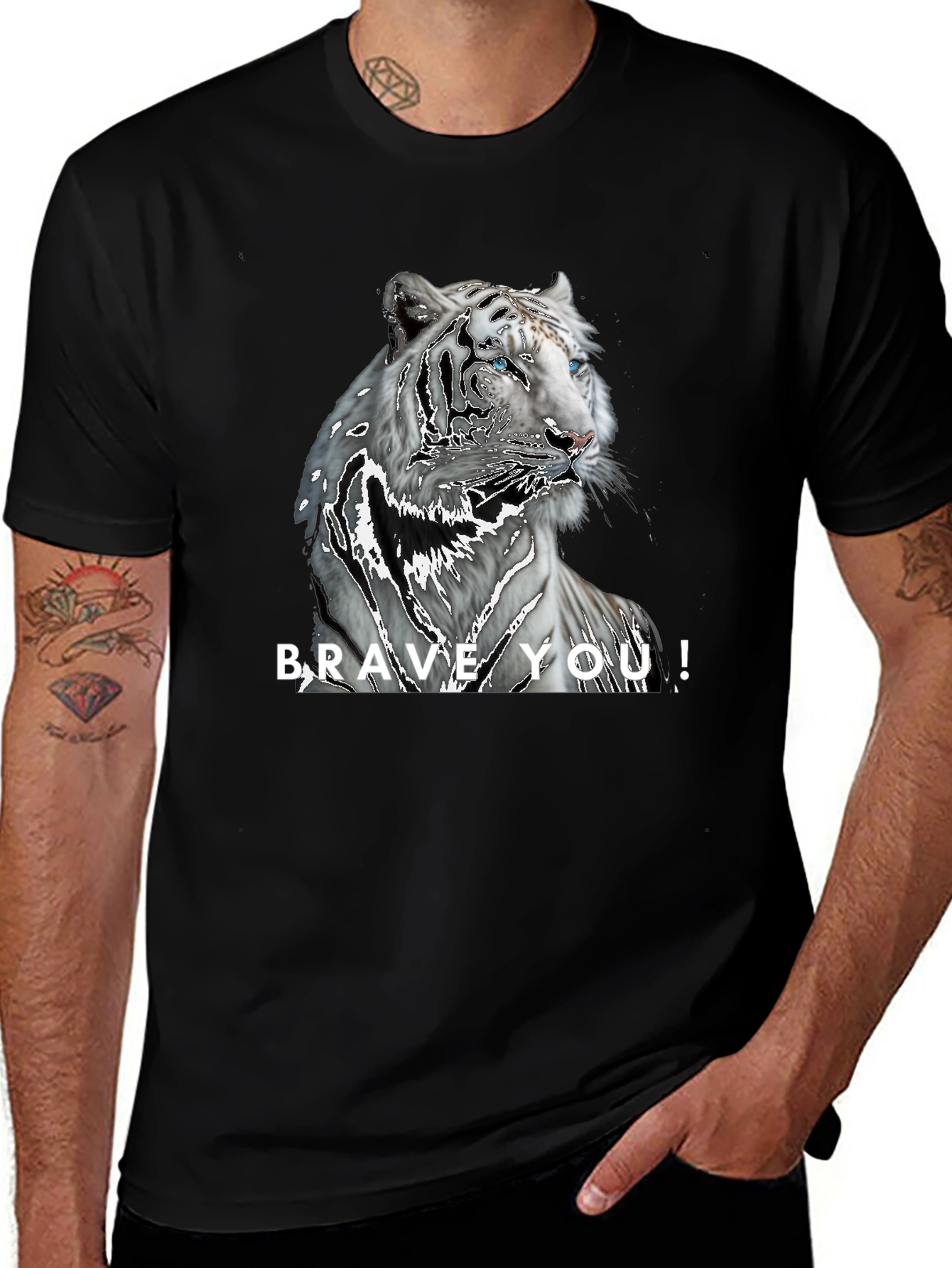 Brave You! Tiger Graphic Black T-Shirt