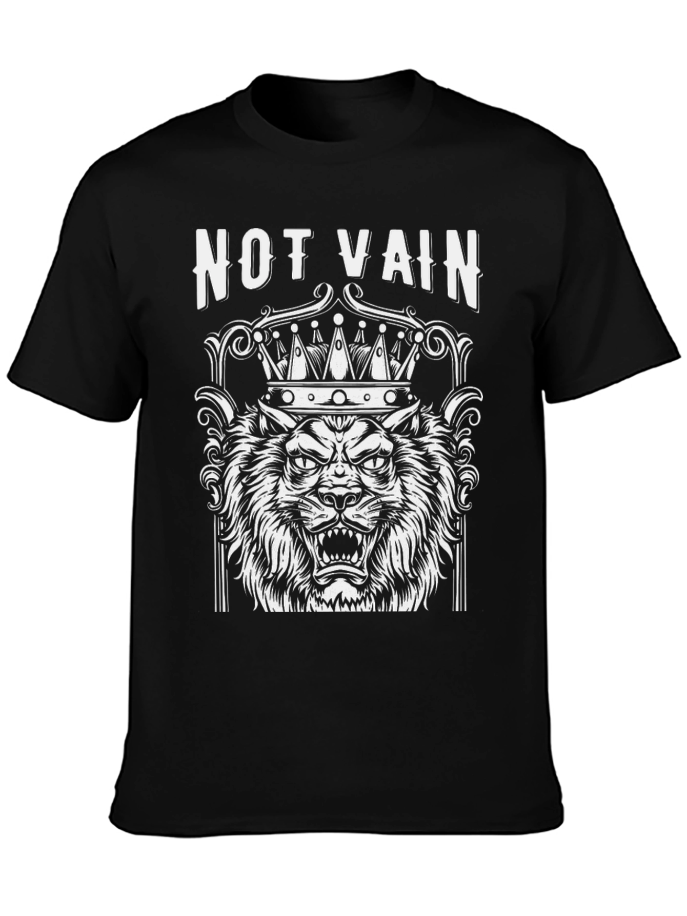Not Vain Lion Graphic Print Black T-Shirt