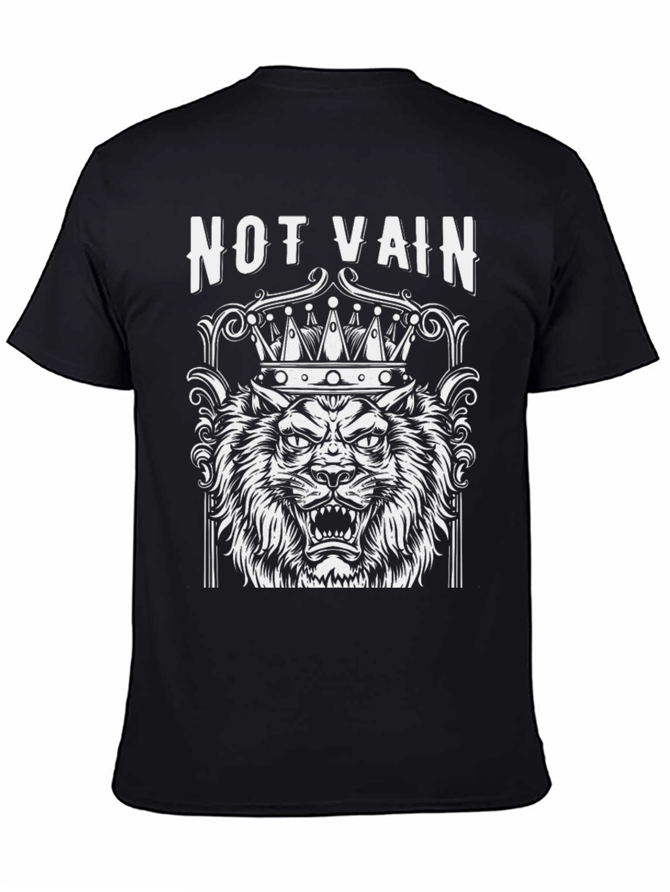 Not Vain Lion Graphic Print Black T-Shirt