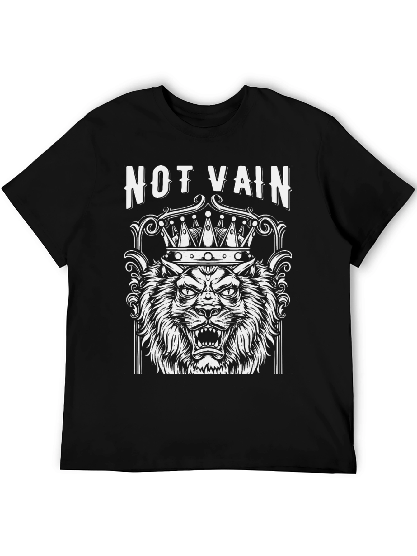Not Vain Lion Graphic Print Black T-Shirt