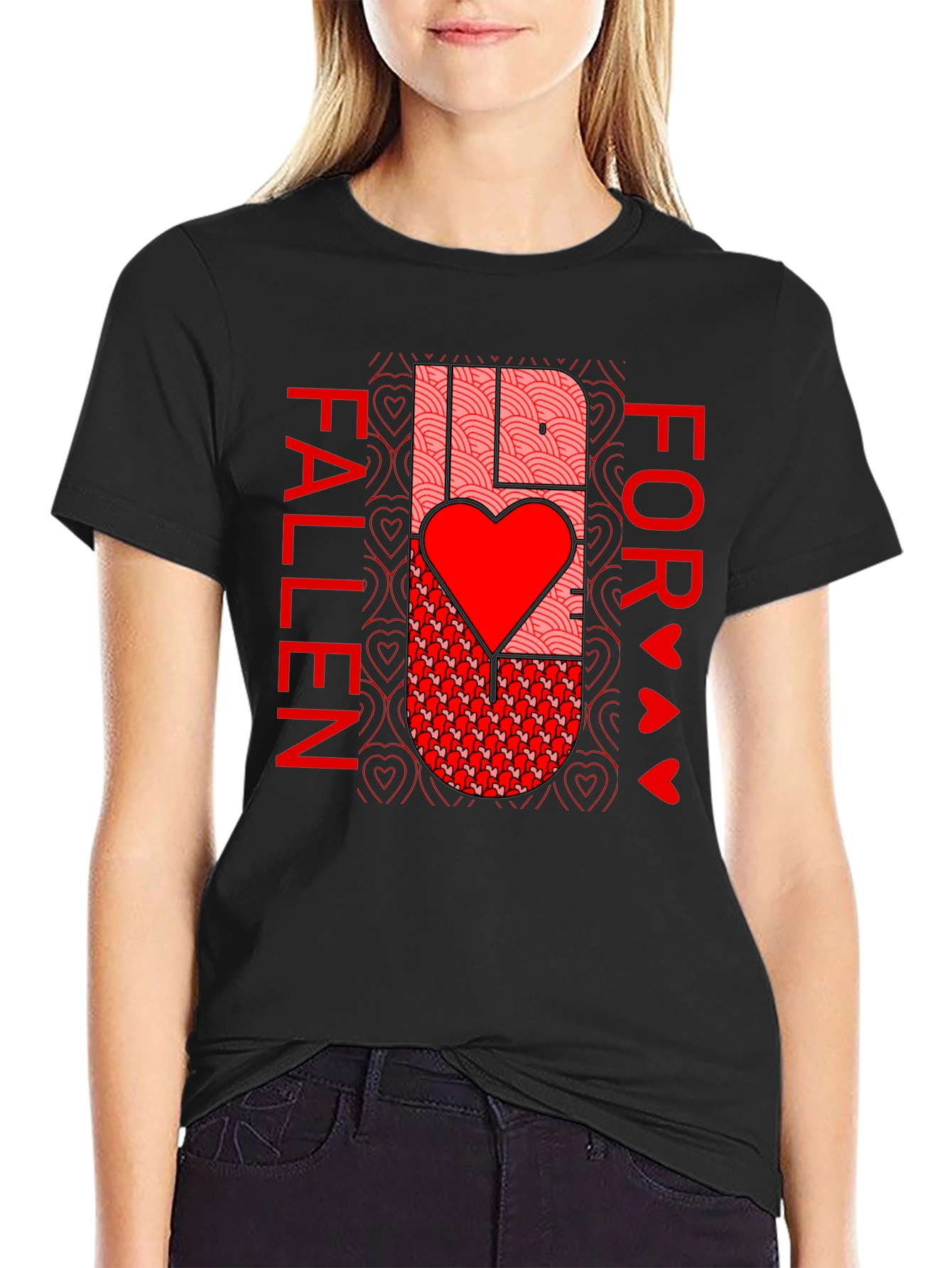 Fallen For Love Graphic Tee - Black