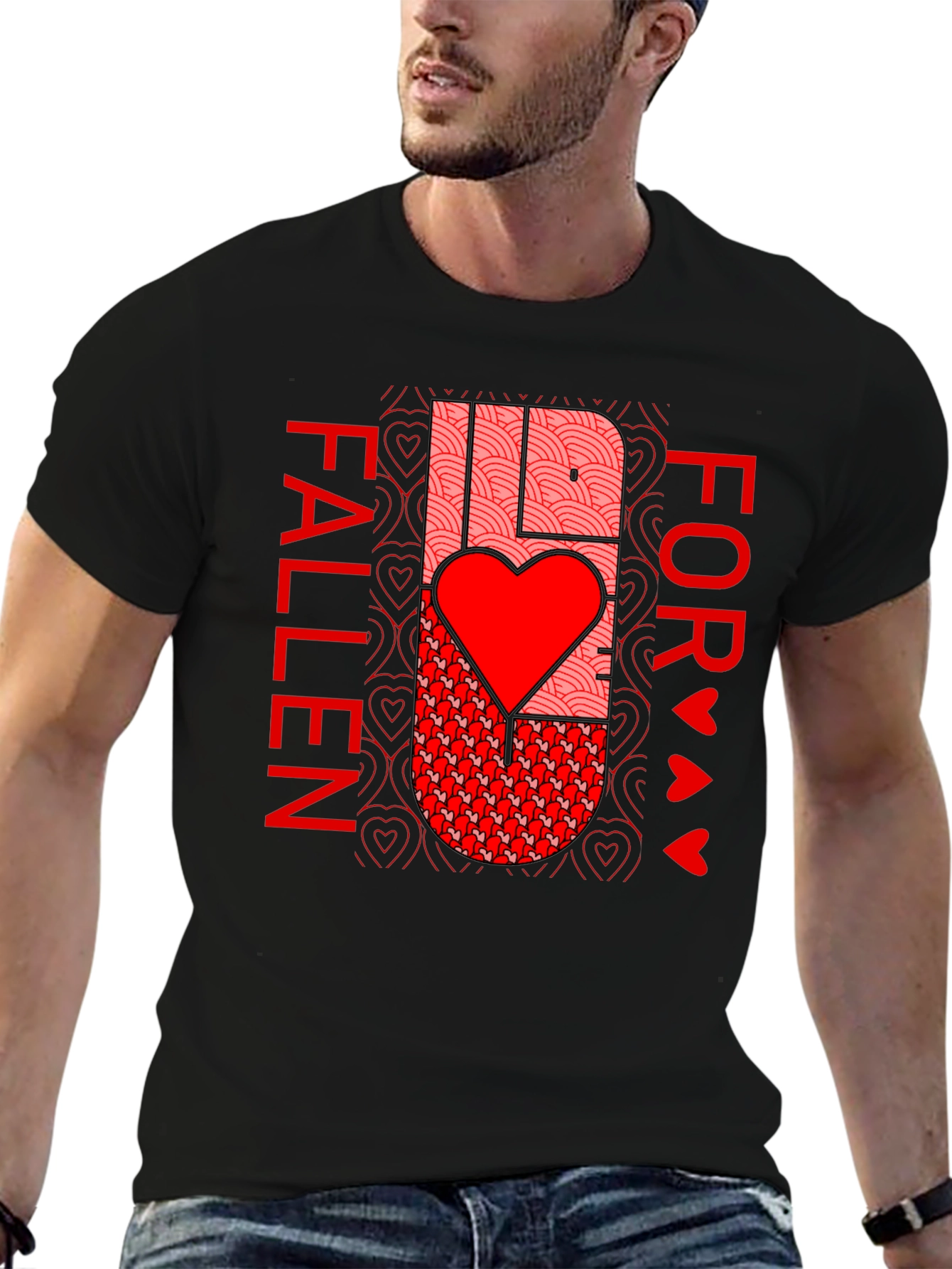 Fallen For Love Graphic Tee - Black